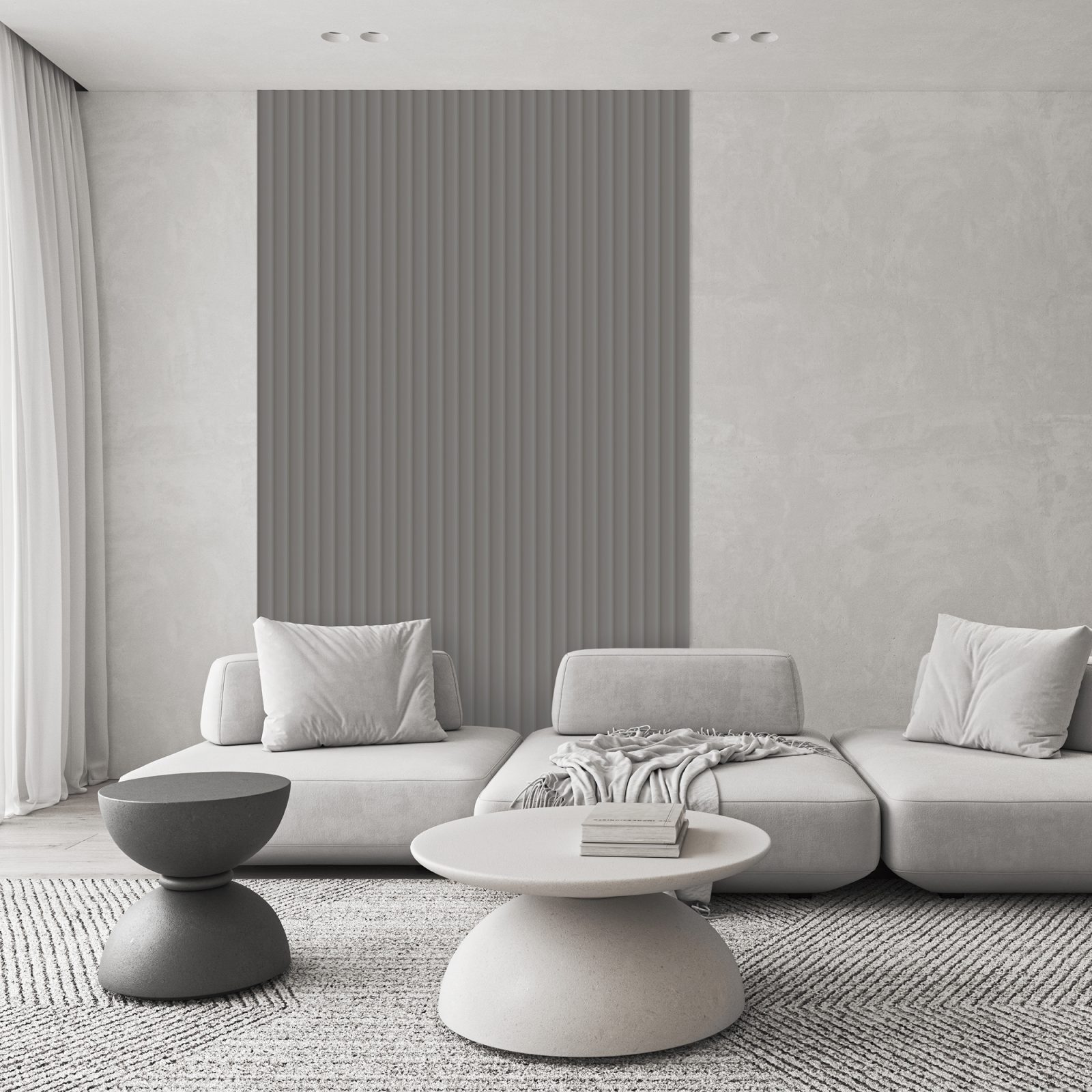 Riflaj decorativ Velutto, Misty Grey, 270x25cm, Lamelio 2