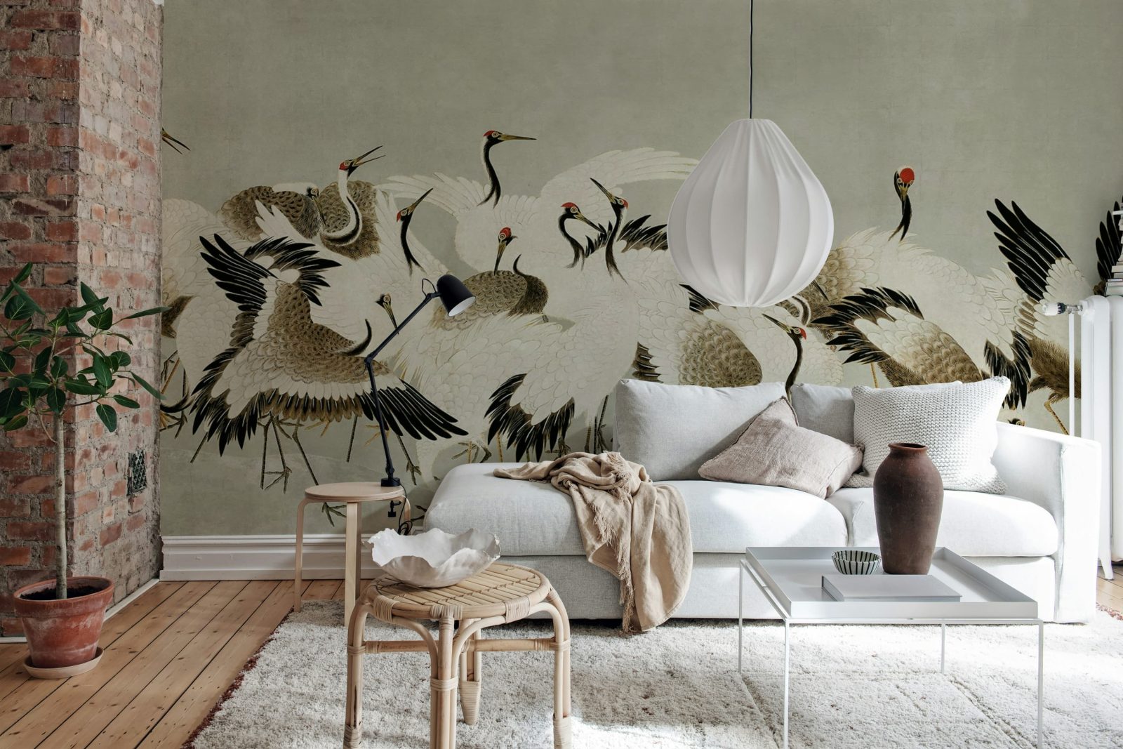 Dancing Cranes, Beige, Rebel Walls 2