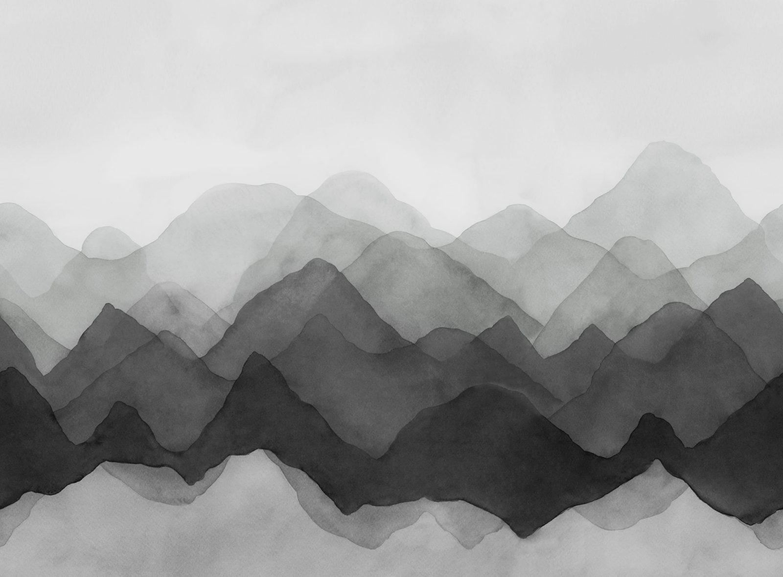 Watercolor Mountain, Black, Rebel Walls