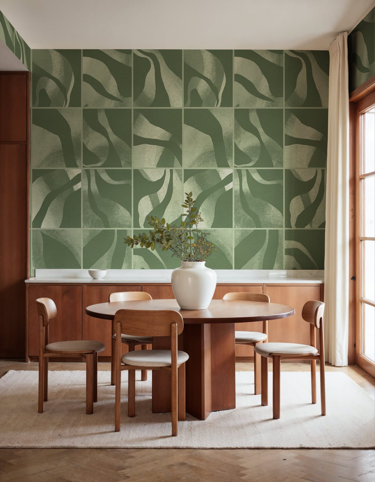Floating Tiles, Dark Green, Rebel Walls 3