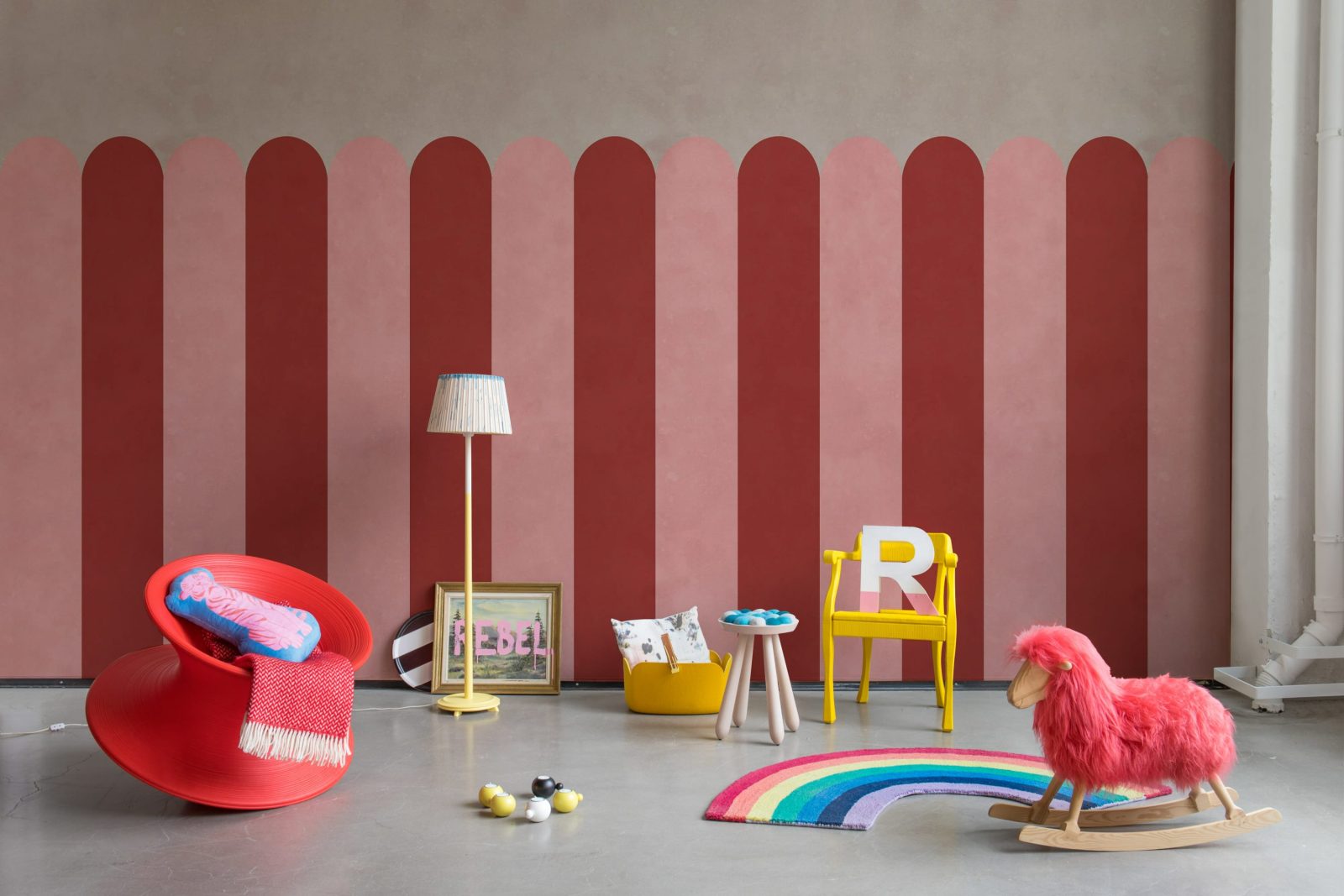 Circus Stripes, Raspberry, Rebel Walls 2