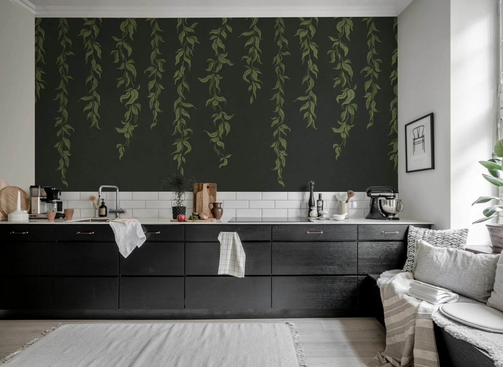 Hanging Leaves, Graphite, Rebel Walls 3
