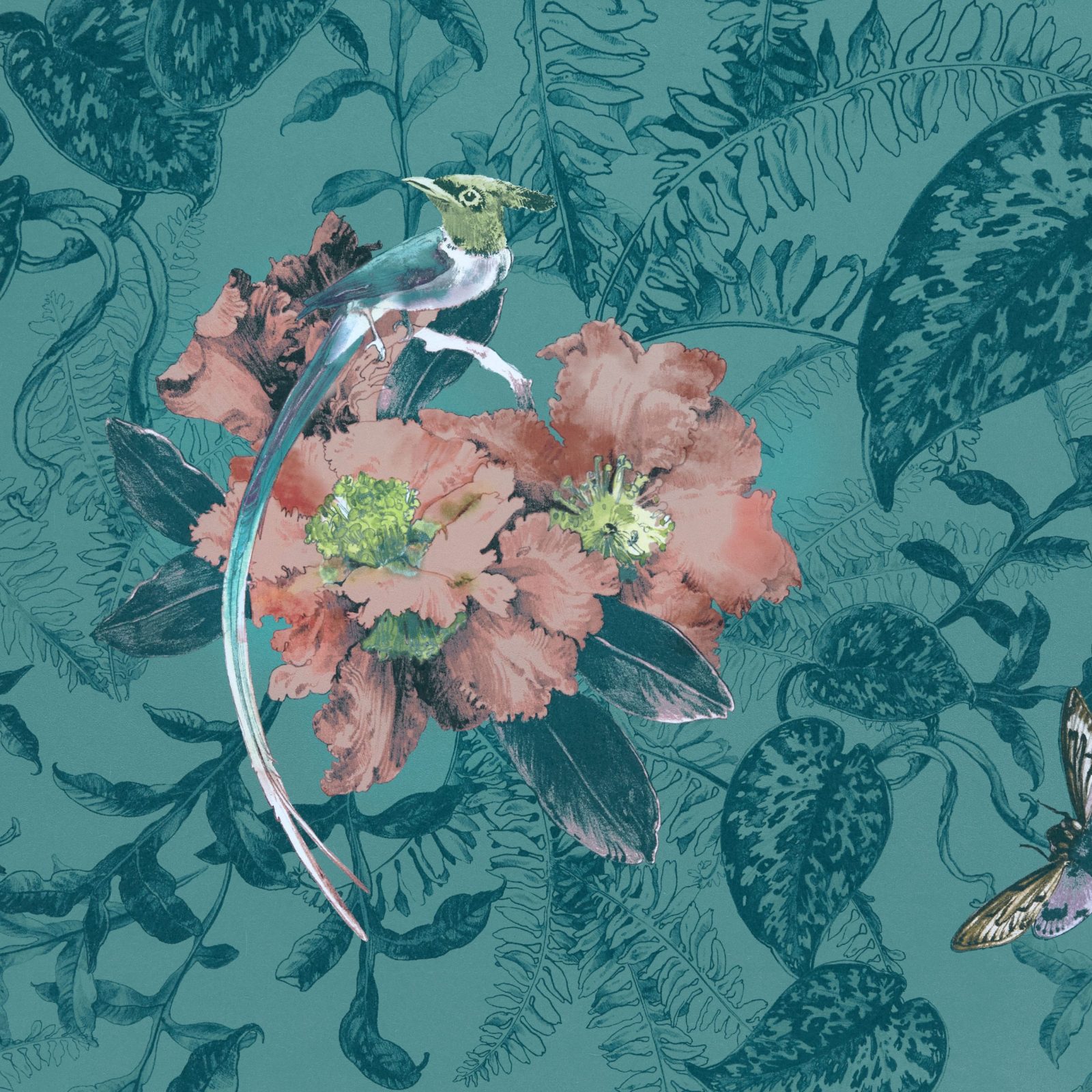 Hedgerow, Mineral Green Luxury Feature, 1838 Wallcoverings, 5.3mp / rola