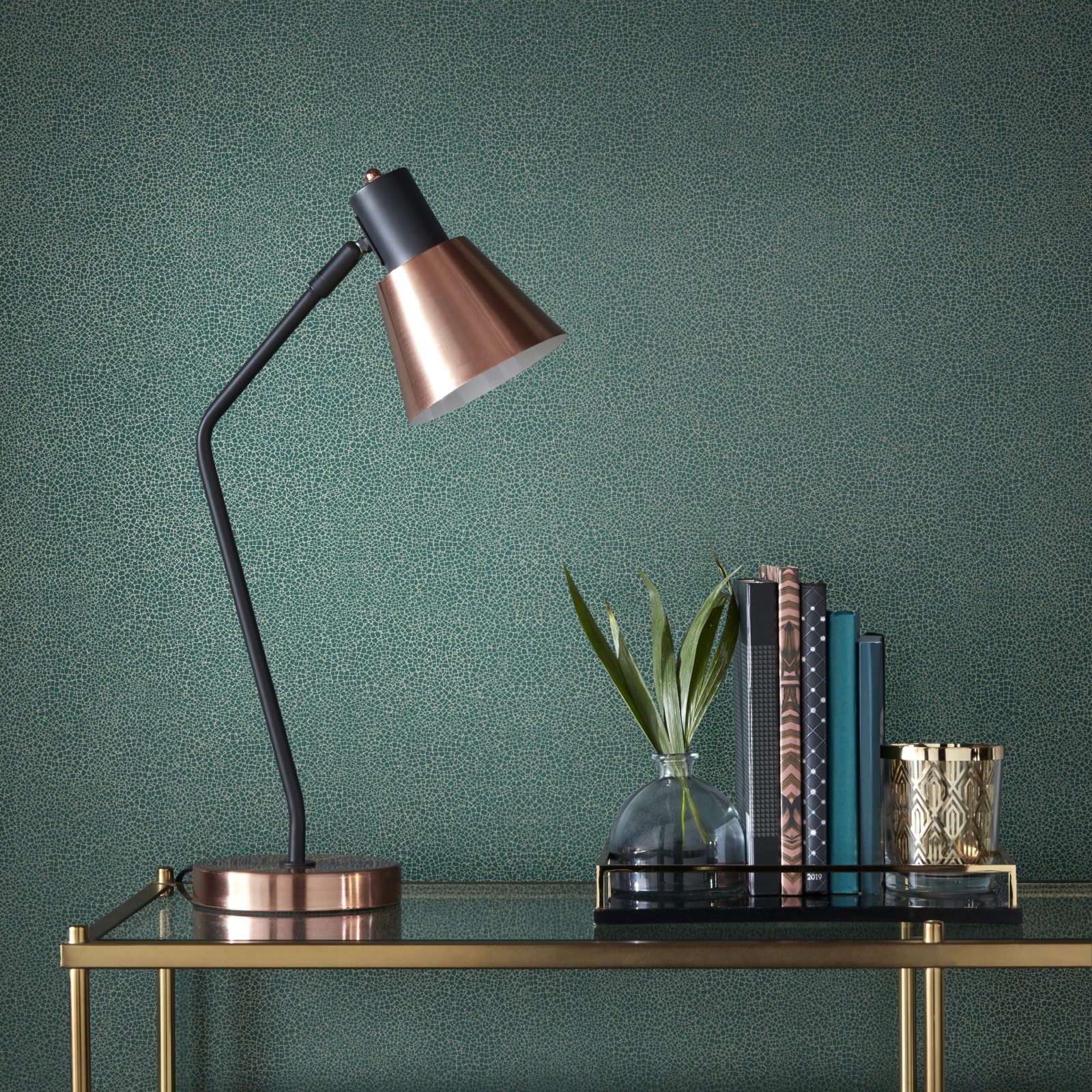 Emile, Emerald Green Luxury Crackle, 1838 Wallcoverings, 5.3mp / rola 2