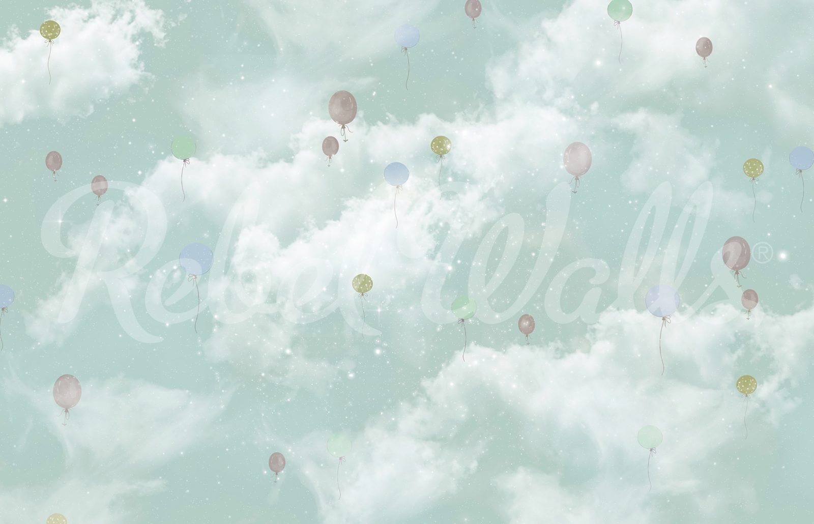 Balloon Clouds, Sky Blue, Rebel Walls
