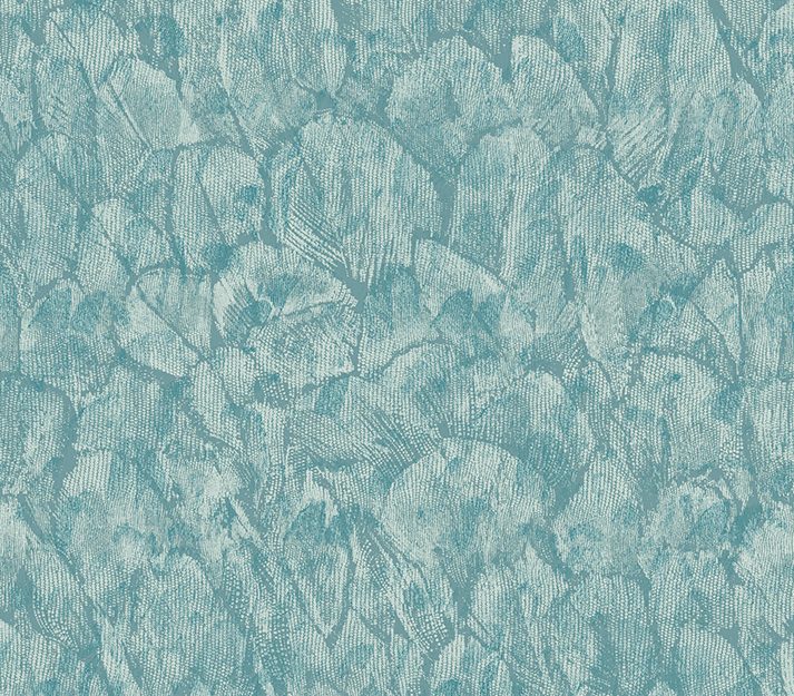 Tranquil, Seafoam Green Luxury Feather, 1838 Wallcoverings, 5.3mp / rola