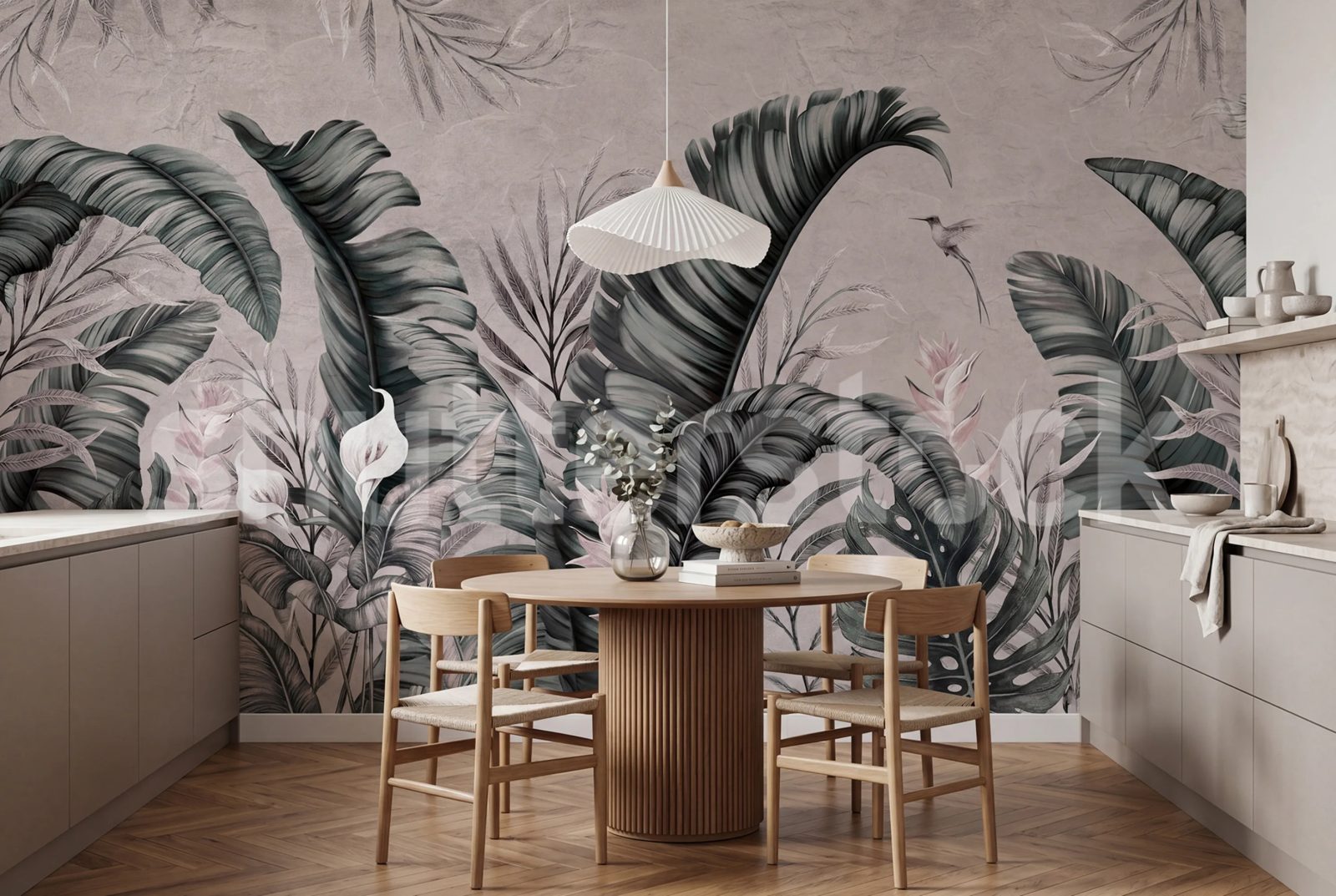 Tropical Leaves, Dusty Pink, Rebel Walls 2