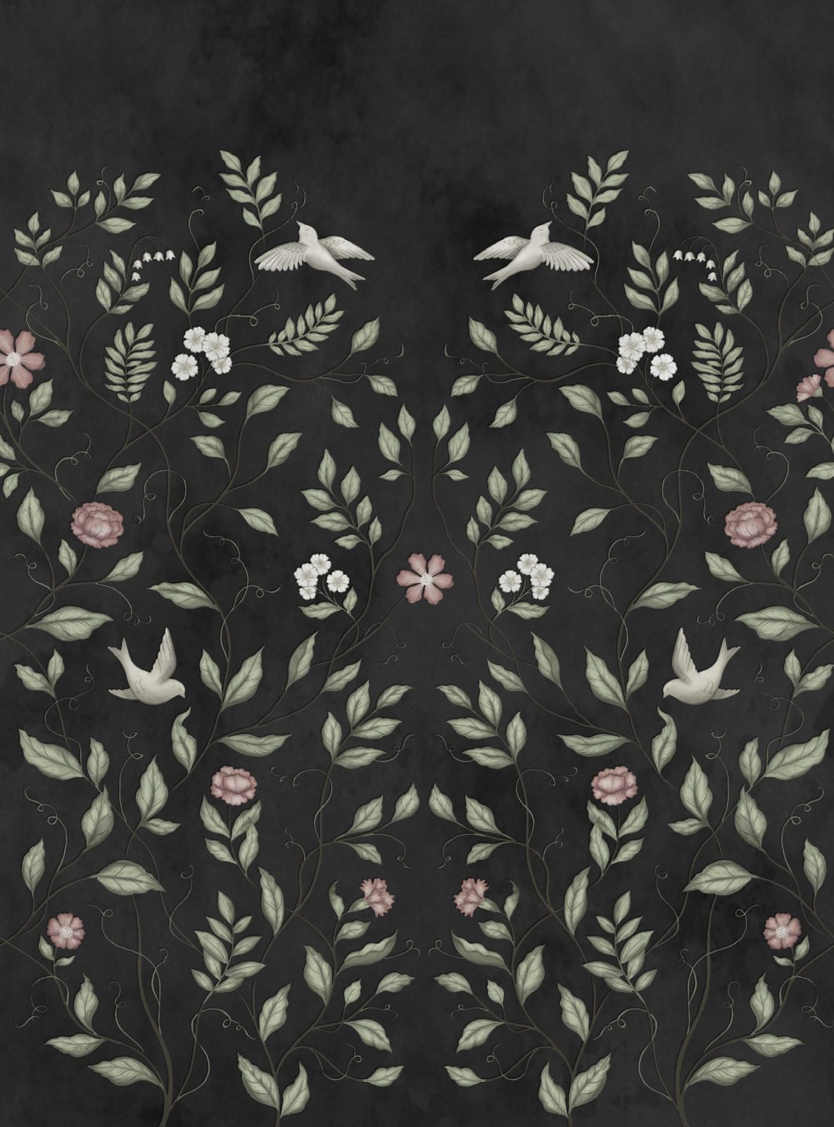 Serene Garden, Black, Rebel Walls