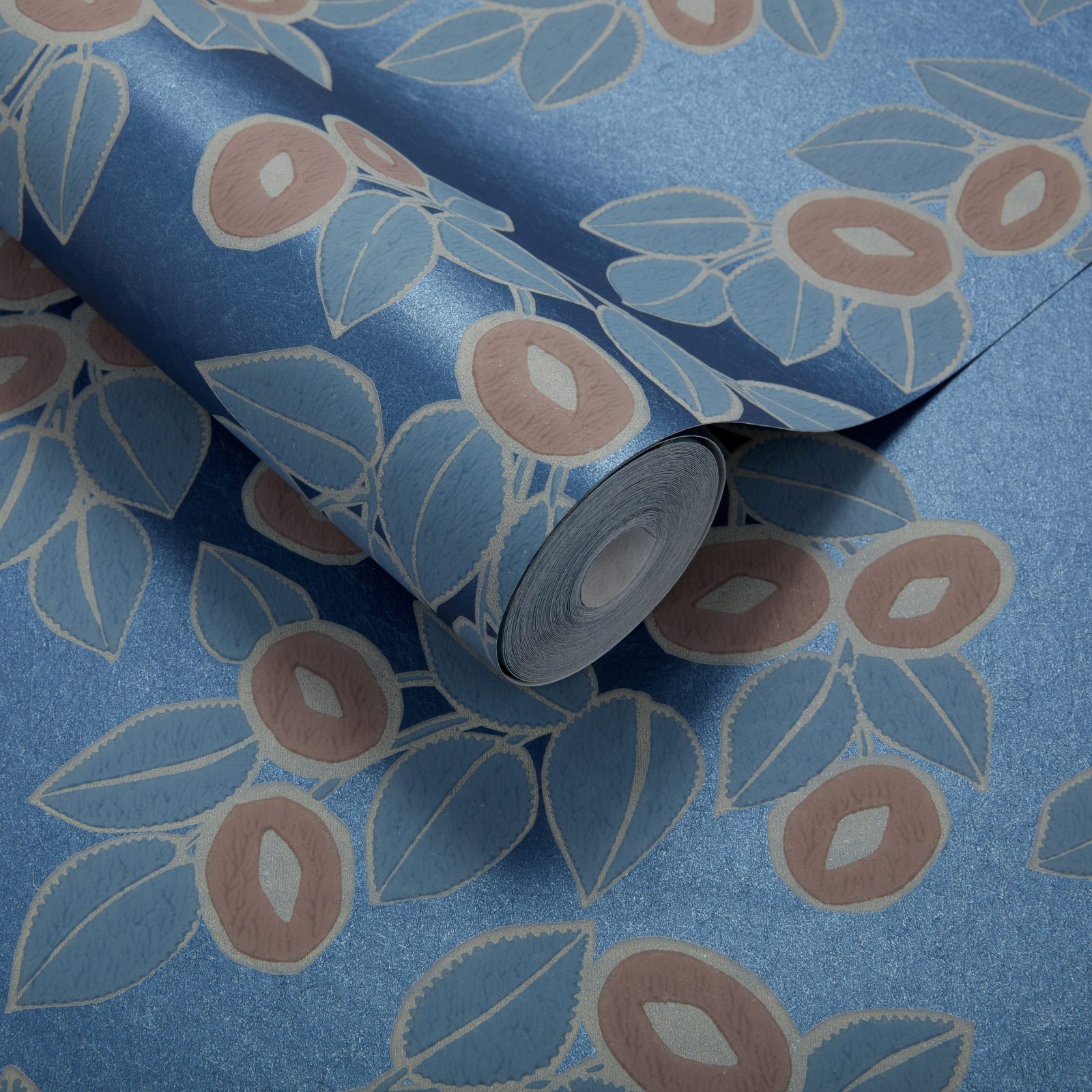 Rosetta, Midnight Blue Luxury Leaf, 1838 Wallcoverings, 5.3mp / rola 3