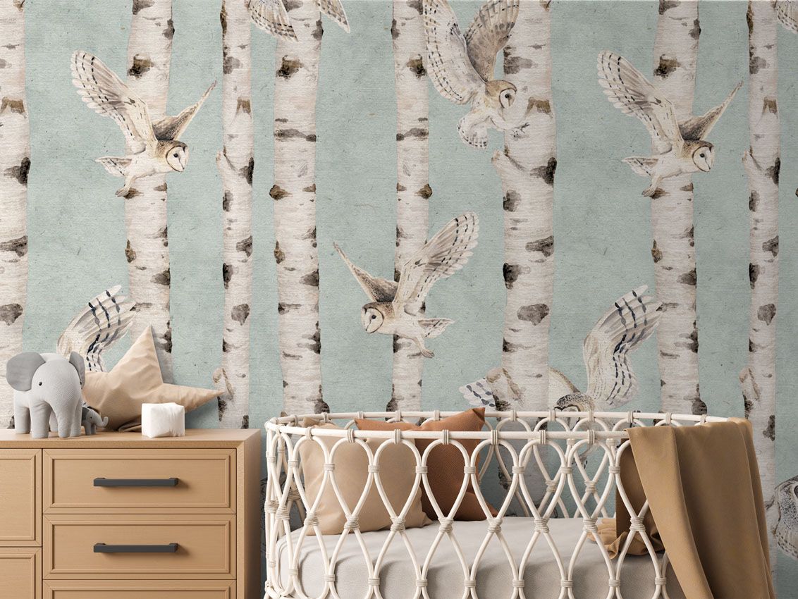 Birch and Owls - Blue, Kikki Belle 2