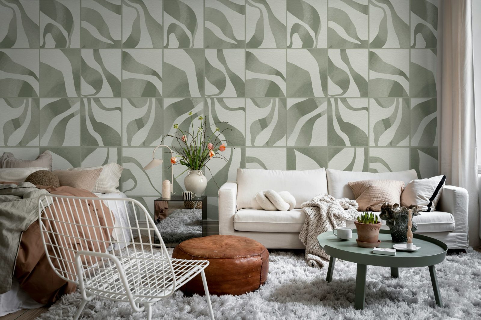 Floating Tiles, Green, Rebel Walls 2