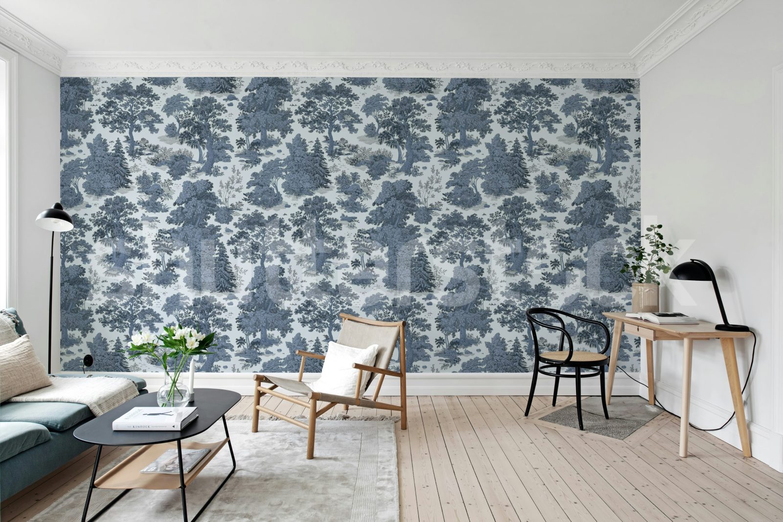 Woodland Toile, Blue, Rebel Walls 2