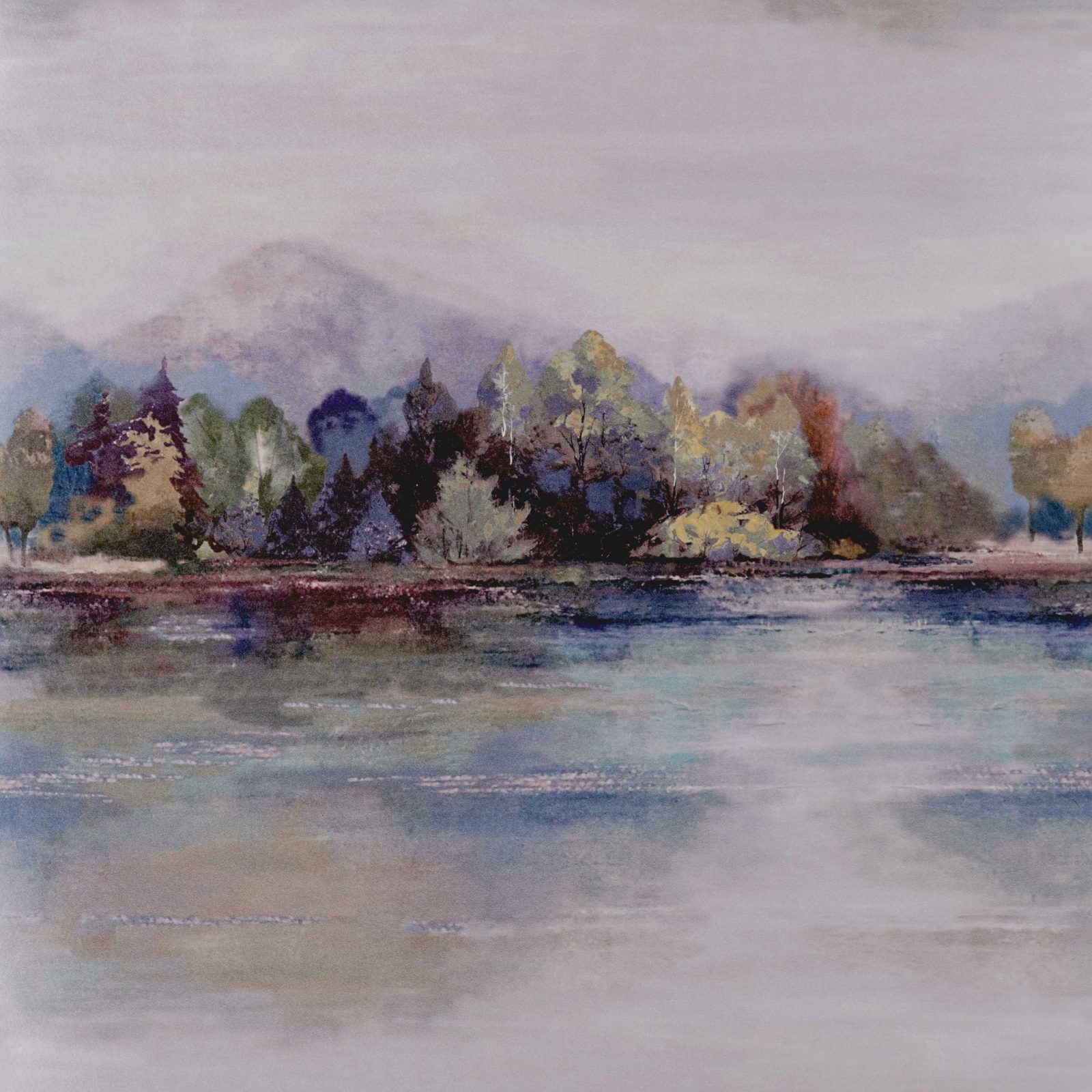 Lakeside, Sunset Pink Luxury Landscape, 1838 Wallcoverings, 5.3mp / rola