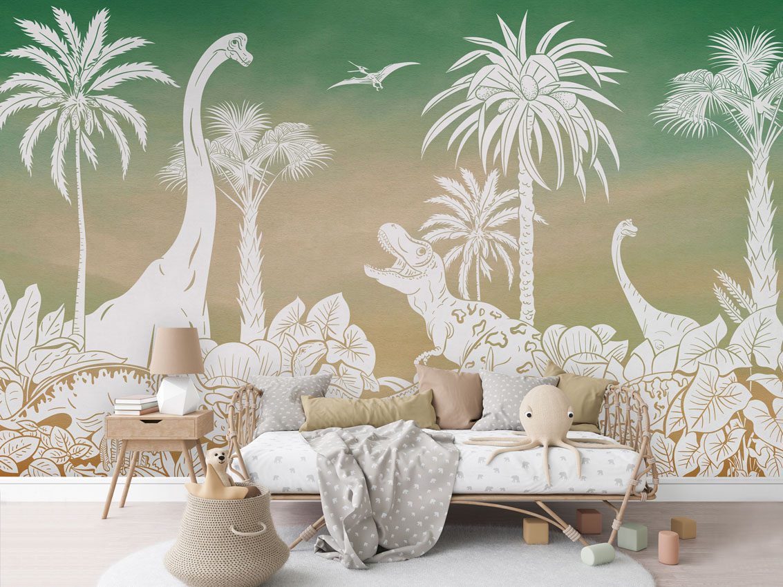 Monochrome Dino - Green Sky, Kikki Belle 4