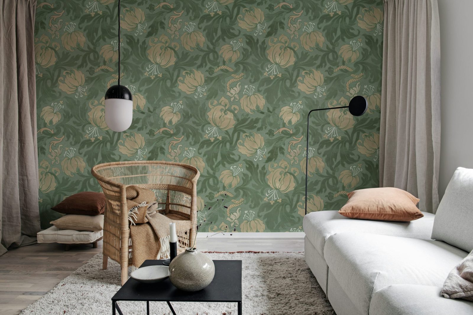 Midnight Peony, Green, Rebel Walls 3