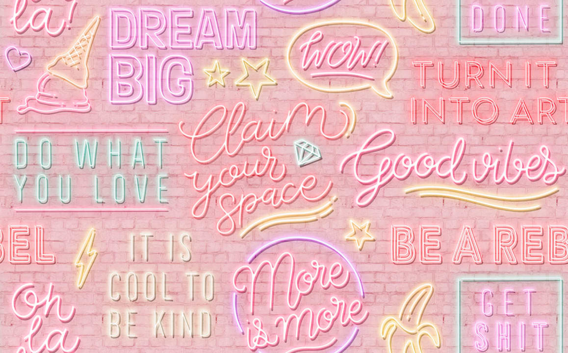 Neon Vibes, Pink Bricks, Rebel Walls