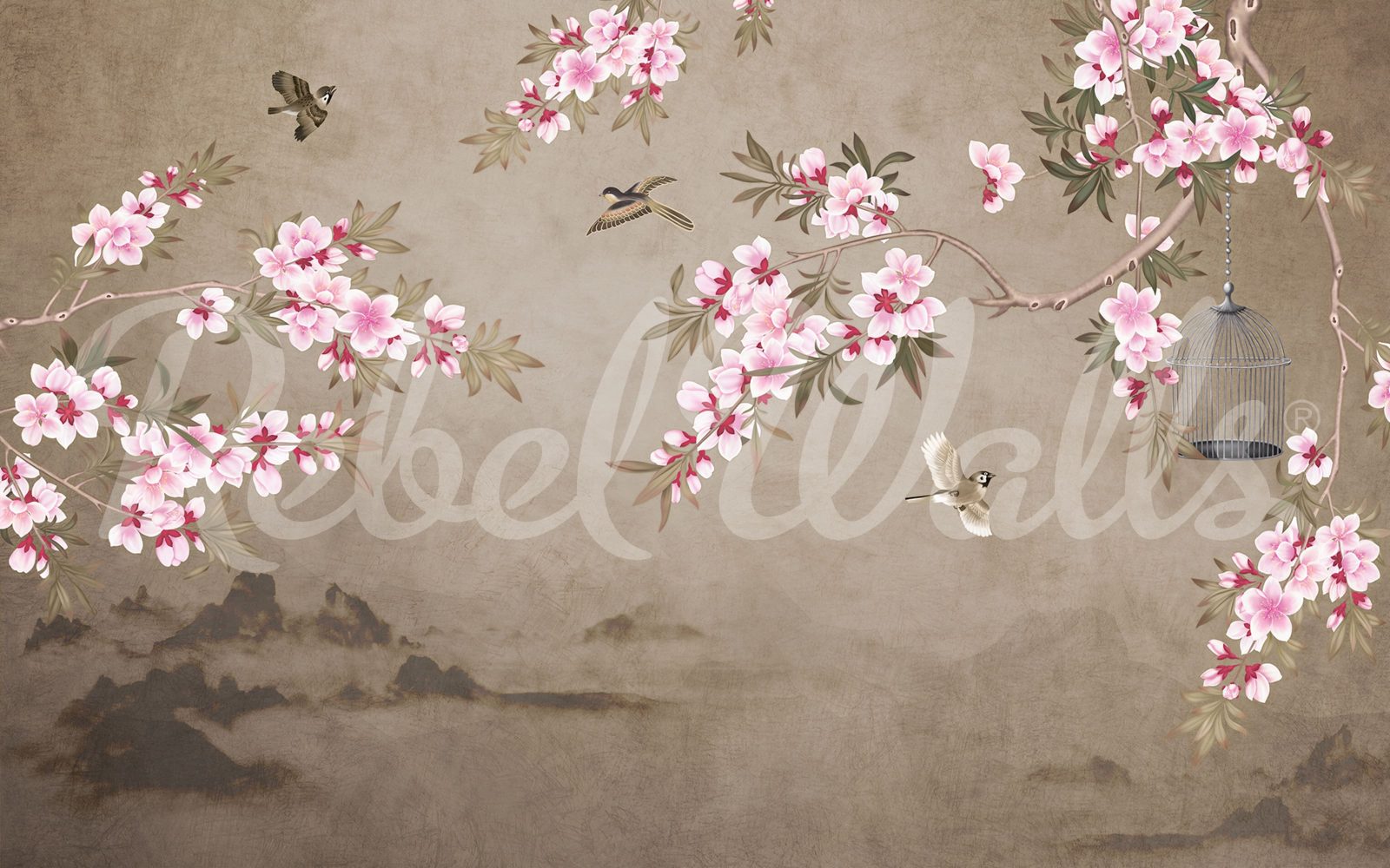 Chinoiserie Branches, Brown, Rebel Walls