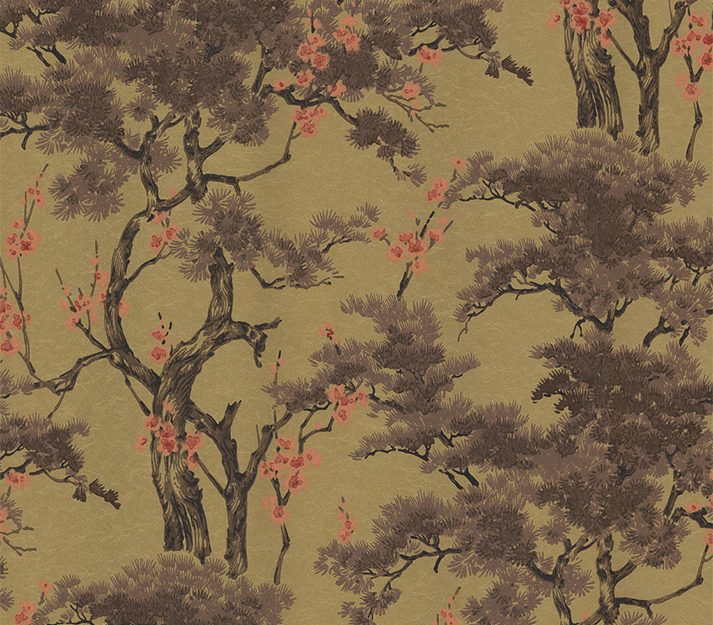Harewood, Gold Metallic Luxury Chinoiserie, 1838 Wallcoverings, 5.3mp / rola