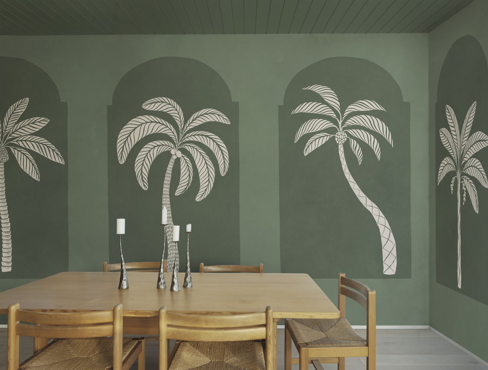 Palm Arches, Green, Rebel Walls 3