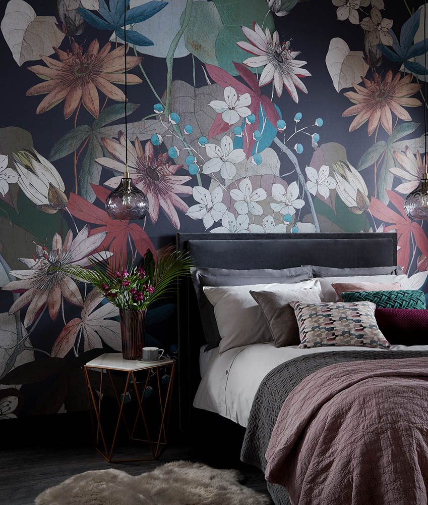 Clematis, Ebony Black Luxury Floral, 1838 Wallcoverings, 6.5mp / rola 2