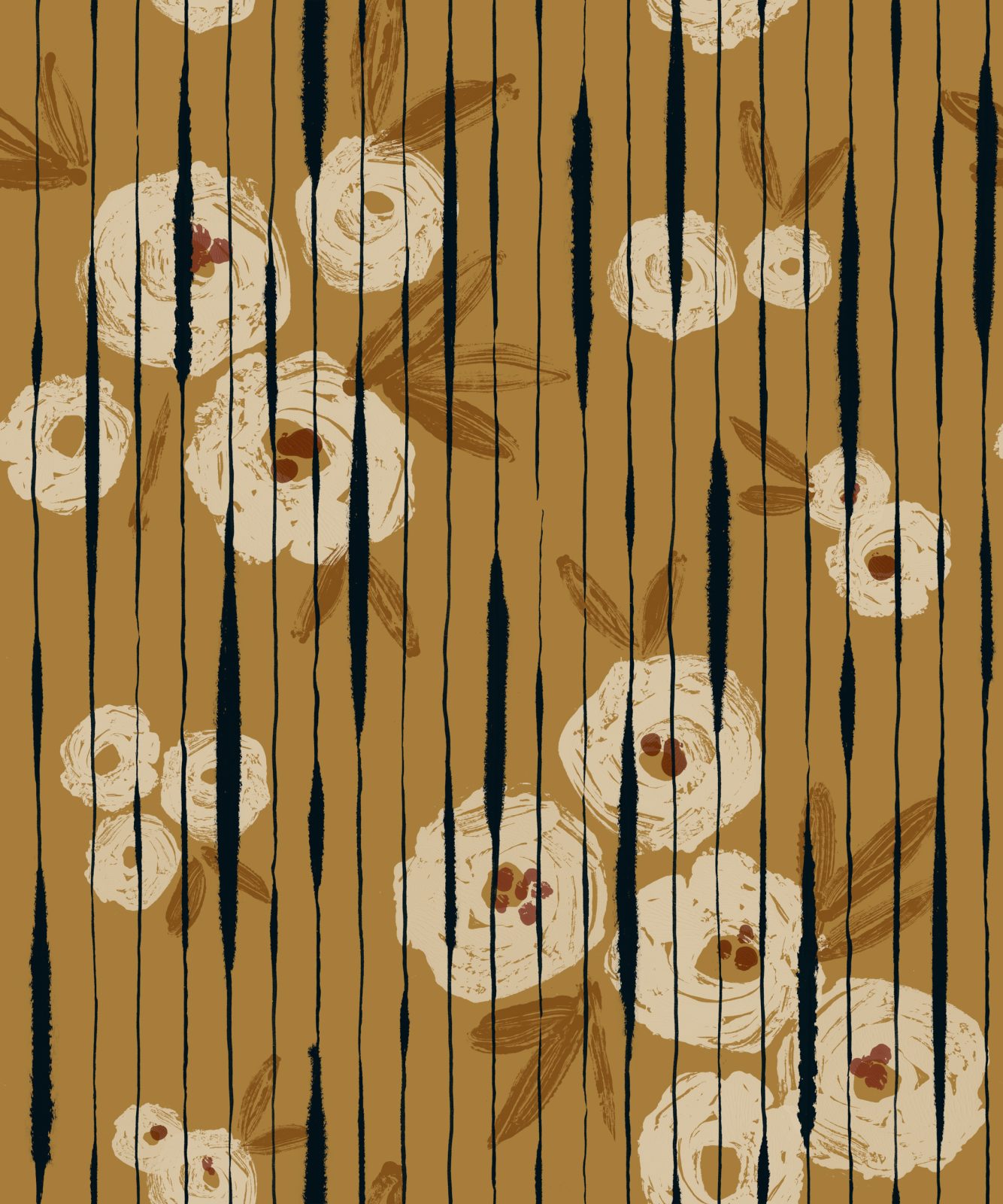 Broken Poppies, Ocher, TresTintas 5mp / rola