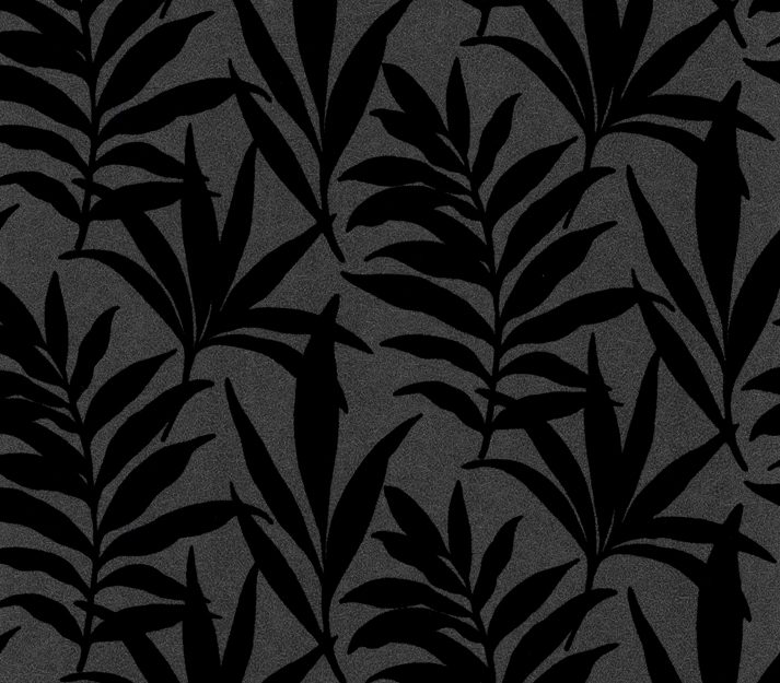 Verdi, Ebony Black Luxury Flock, 1838 Wallcoverings, 5.3mp / rola