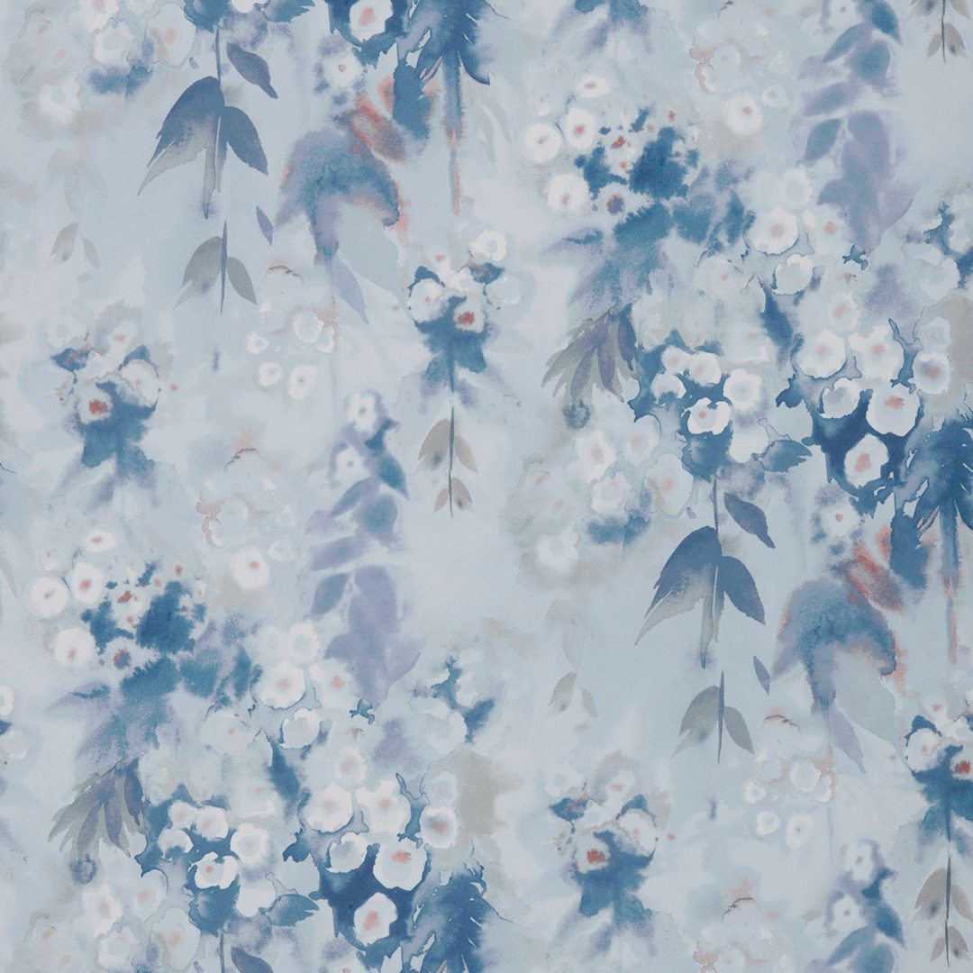 Cascade, Cornflower Blue Luxury Floral, 1838 Wallcoverings, 5.3mp / rola