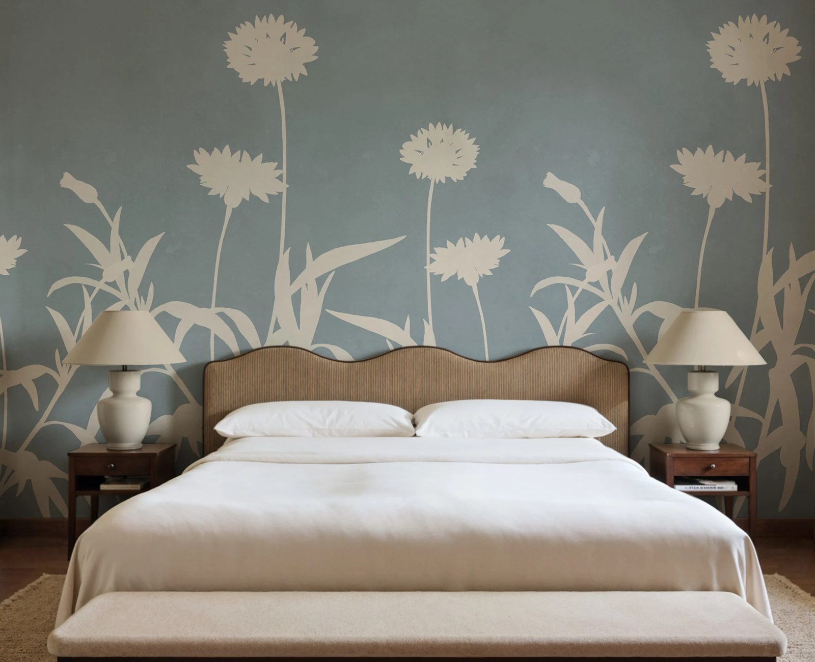 Floral Silhouette, Blue, Rebel Walls 2