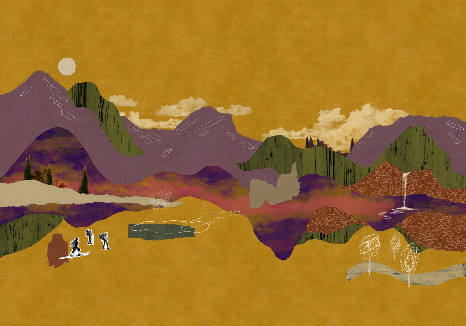 Landscape Collage, Ocher, TresTintas