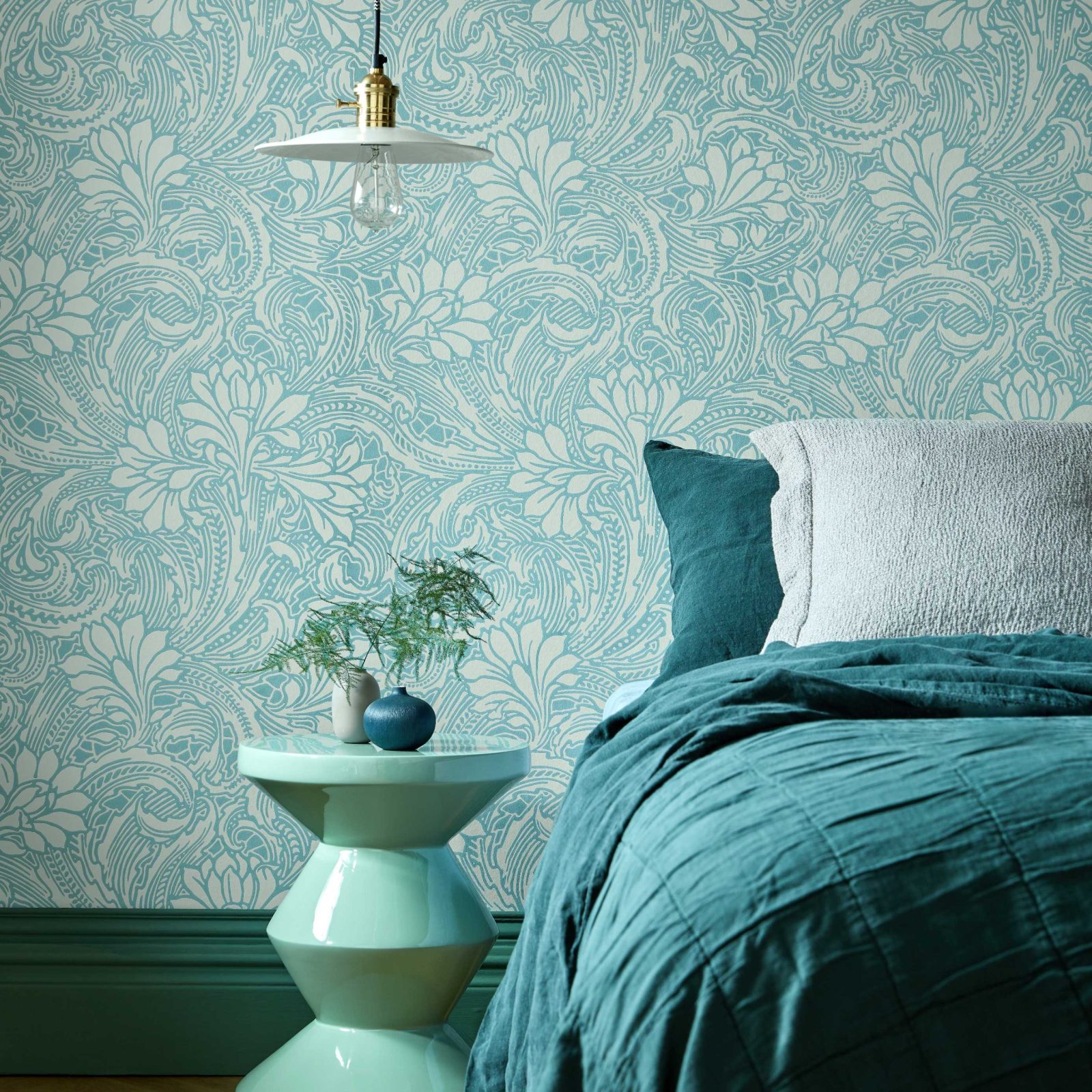 Eden, Soft Teal, 1838 Wallcoverings, 5.3mp / rola 2