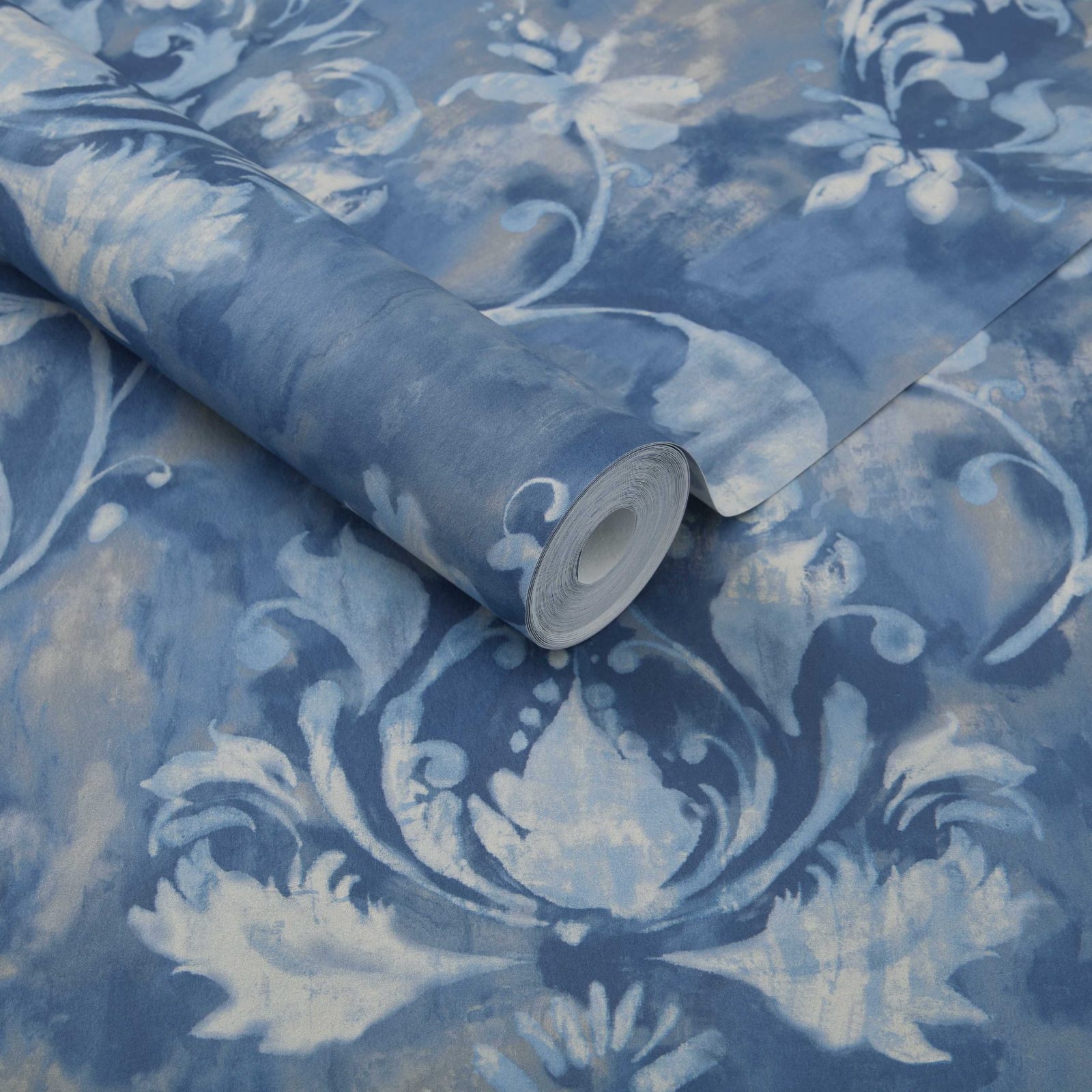 Ornamenta, Indigo Blue Luxury Damask, 1838 Wallcoverings, 5.3mp / rola 3