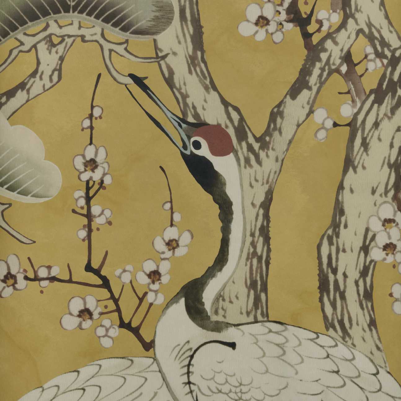 Kyoto Blossom, Golden Yellow, 1838 Wallcoverings, 6.53mp / rola