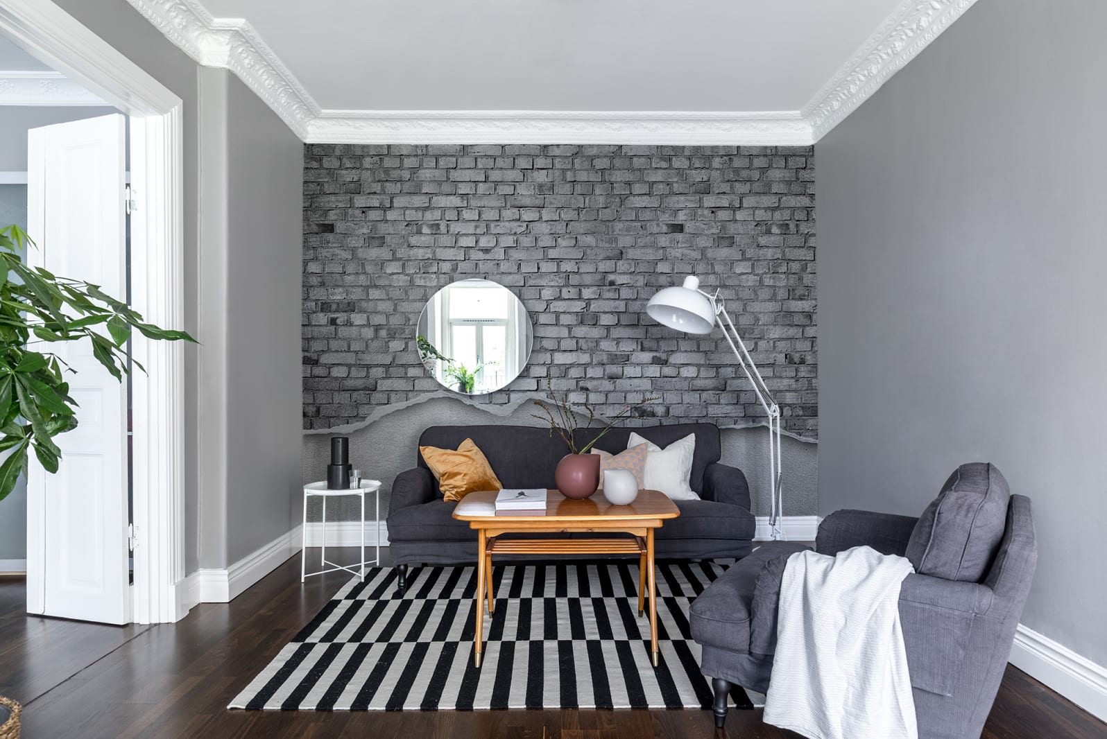 Well-Worn Brick Wall, White, Rebel Walls 2