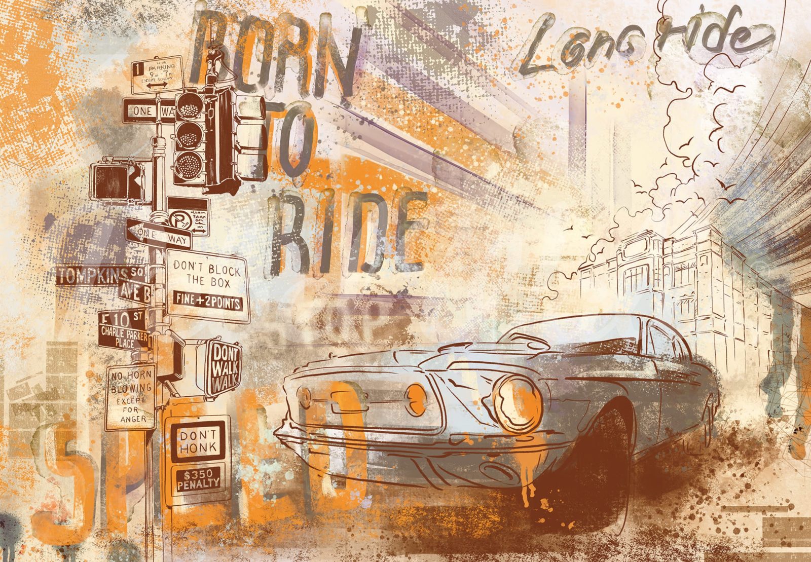 Street Race, Vintage, Rebel Walls