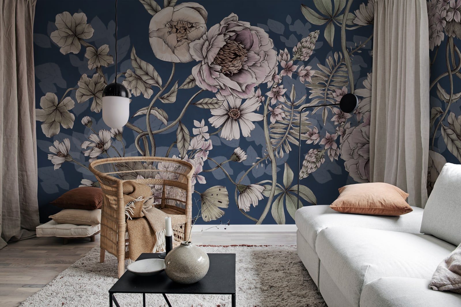 Spring Flower, Dark blue, Rebel Walls 3