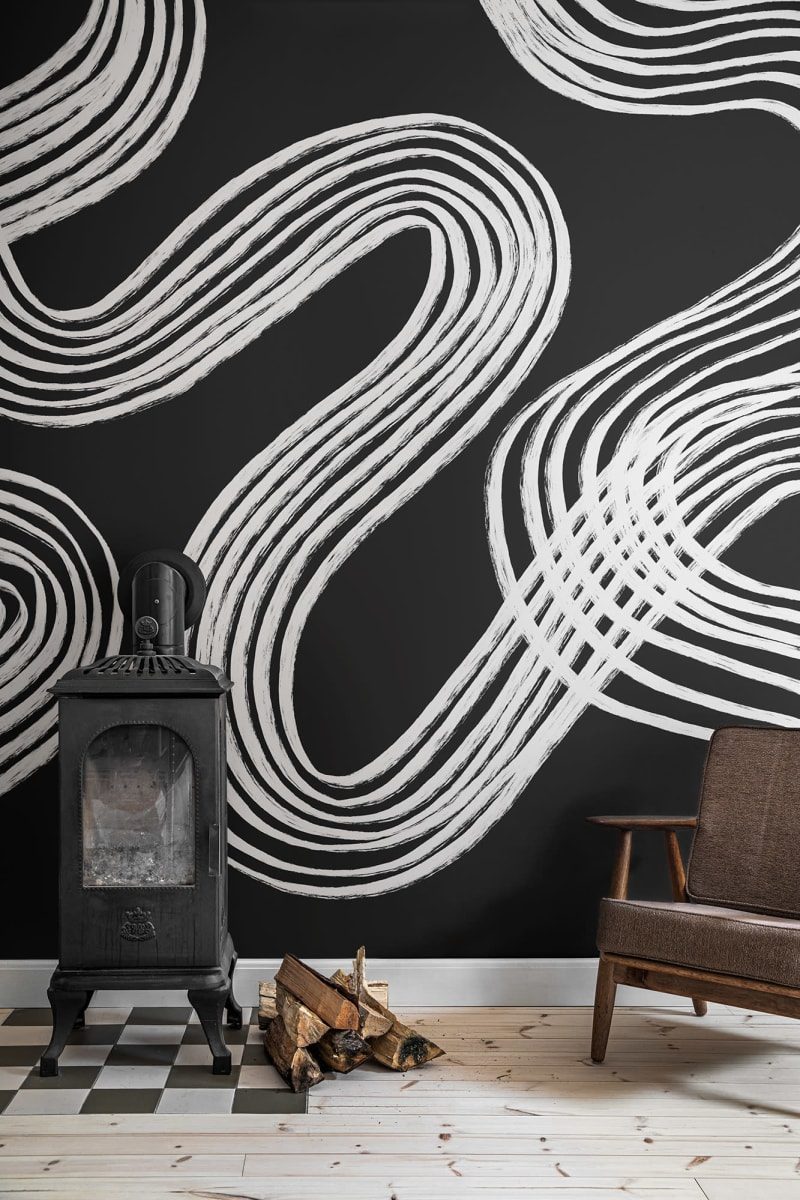 Ink Stripes, Black, Rebel Walls 4