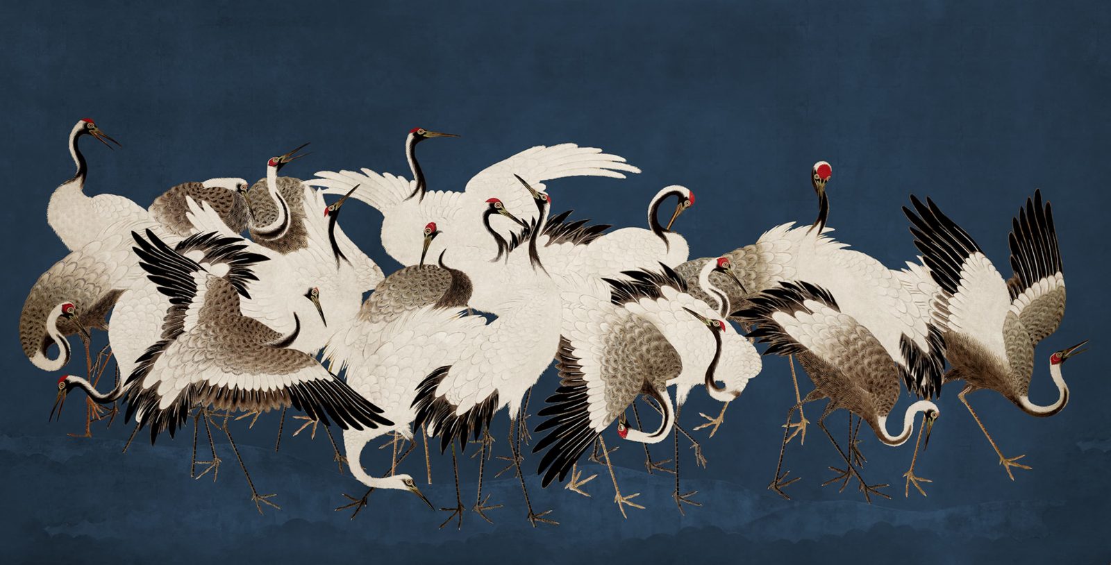 Dancing Cranes, Blue, Rebel Walls
