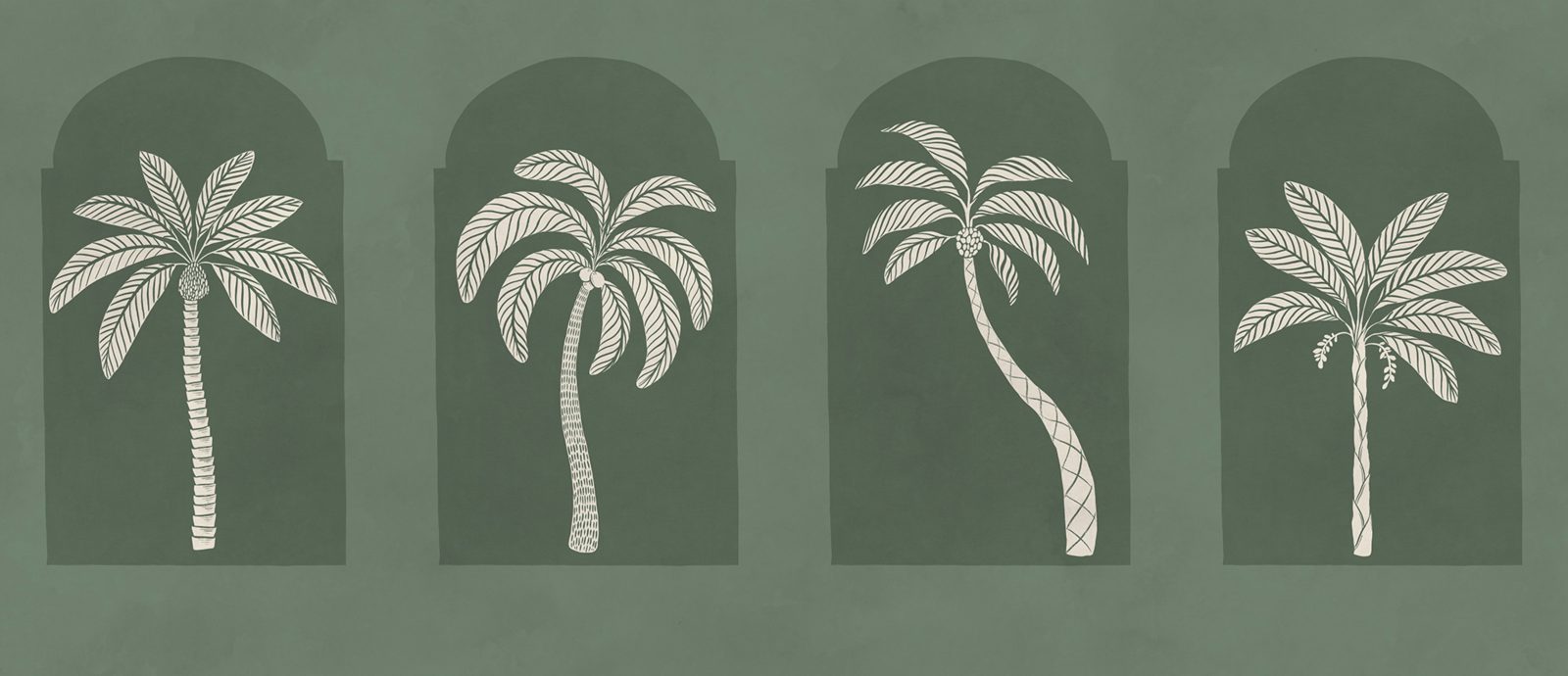 Palm Arches, Green, Rebel Walls