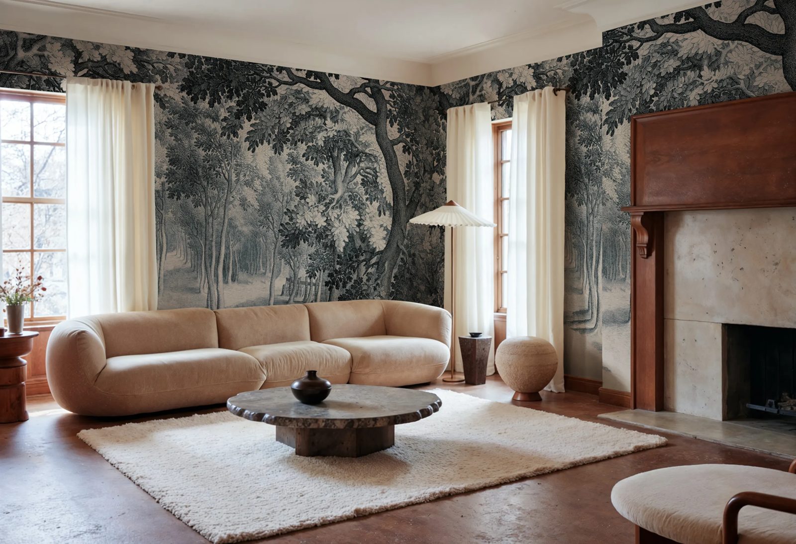 Forest Engraving, Blue, Rebel Walls 2