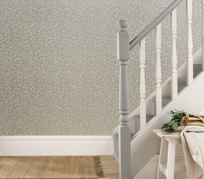 Pebble, Mist Silver Luxury Patterned, 1838 Wallcoverings, 5.3mp / rola 2