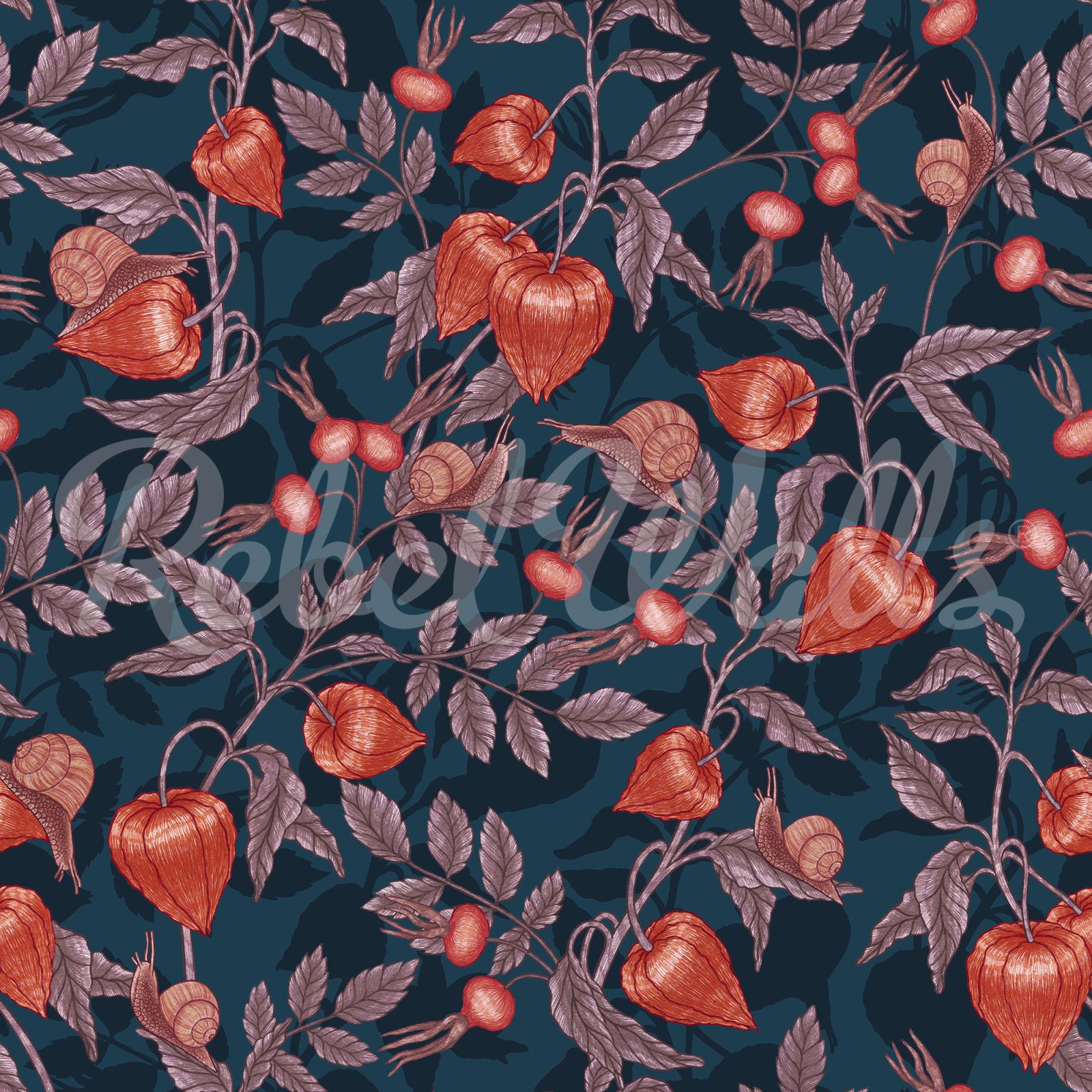 Rose Hip Garden, Red, Rebel Walls