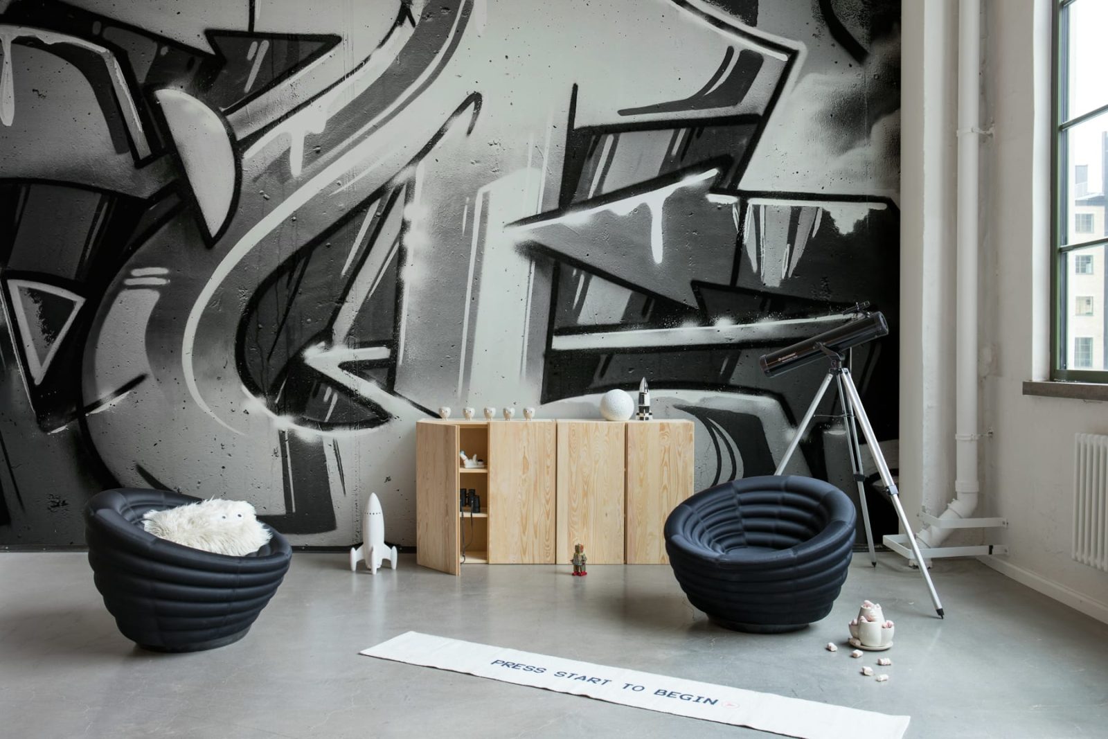 Graffiti Wall, Black & White, Rebel Walls 2