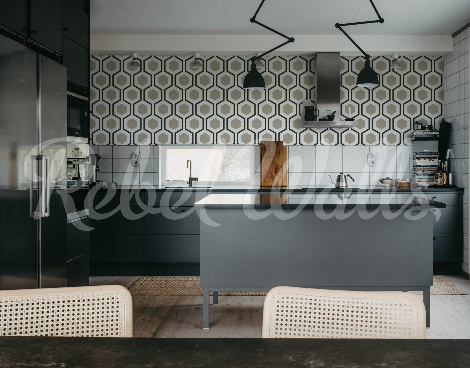 Bold Hexagon, Gray, Rebel Walls 3