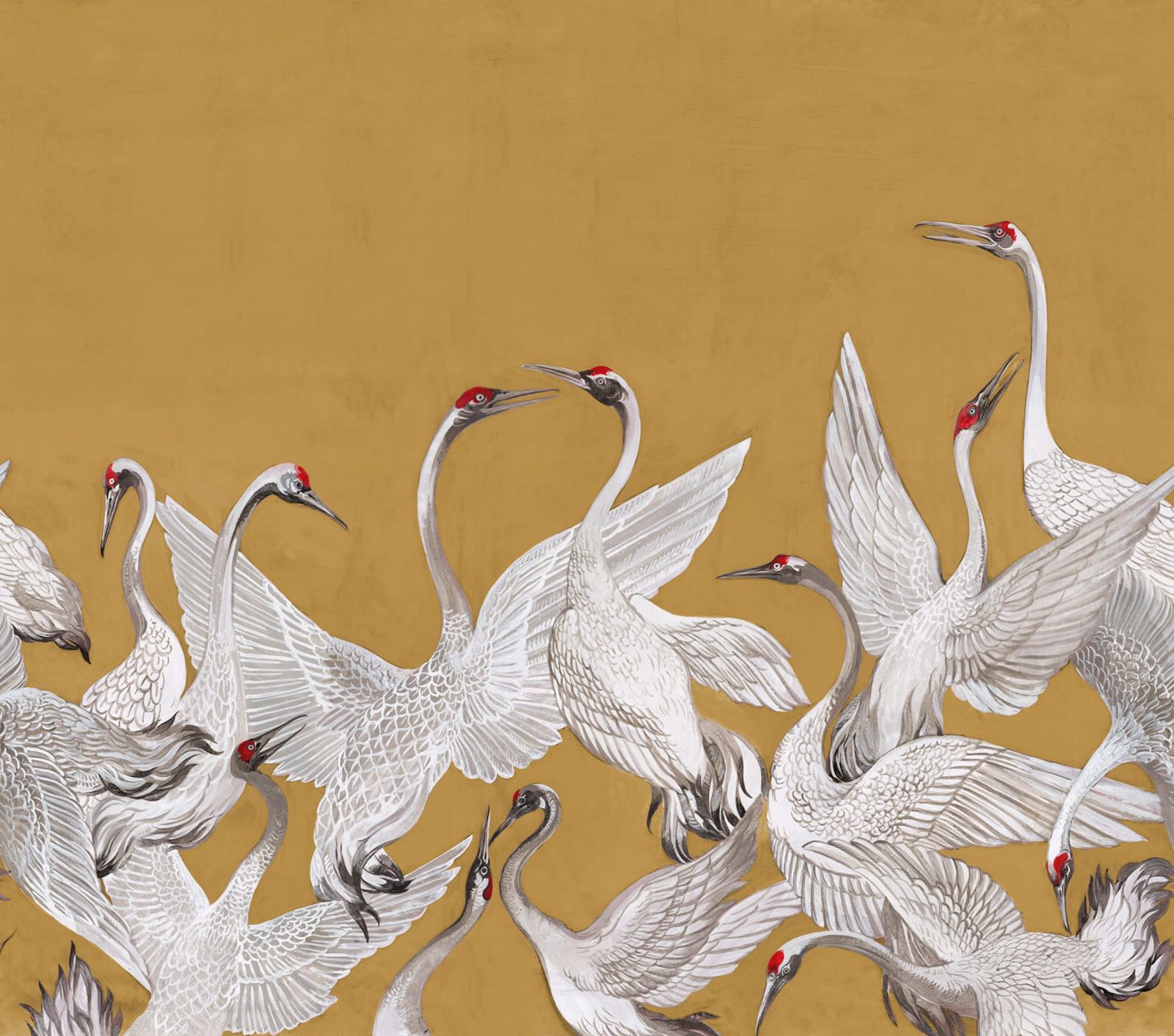 Soaring Cranes, Yellow, Rebel Walls