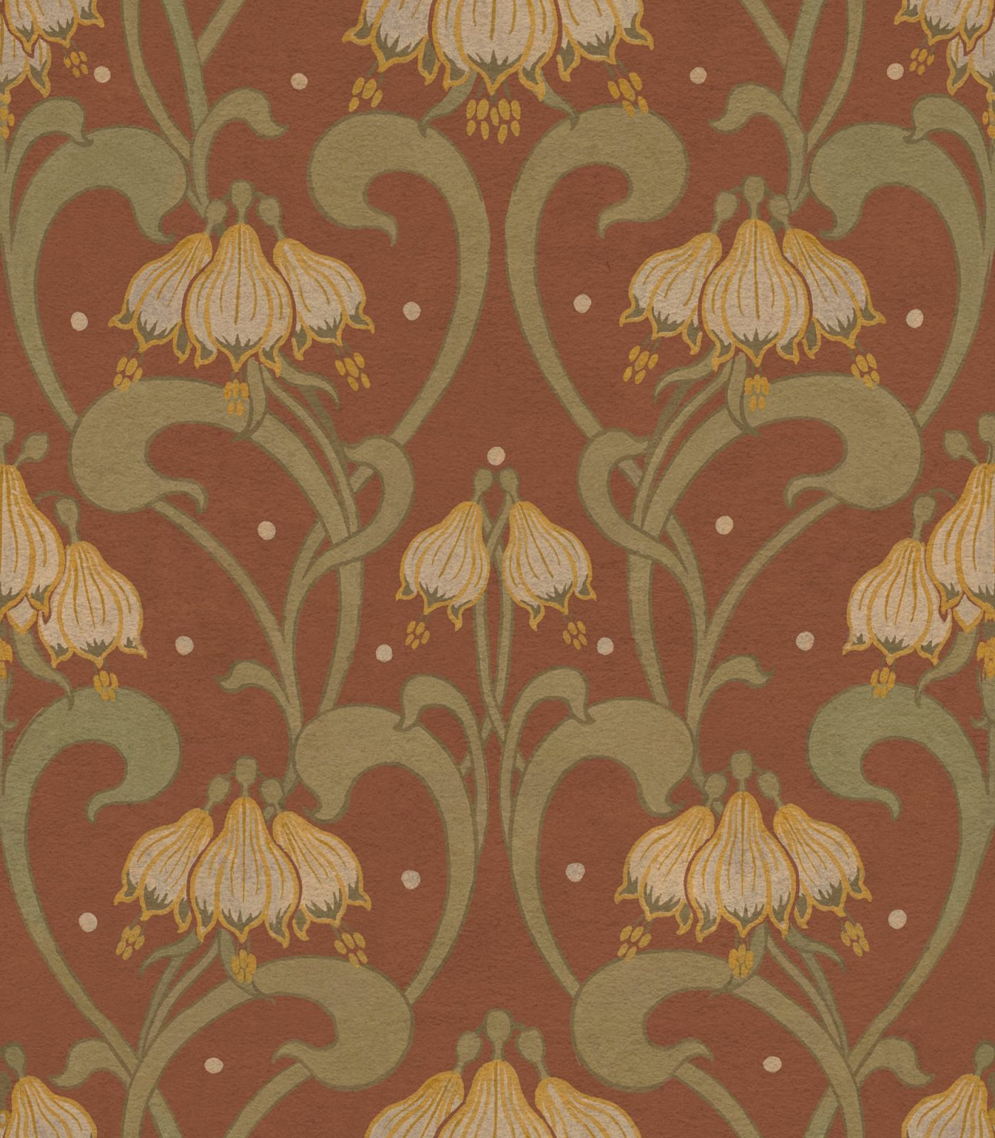 Art Nouveau Flower, Red, Rebel Walls