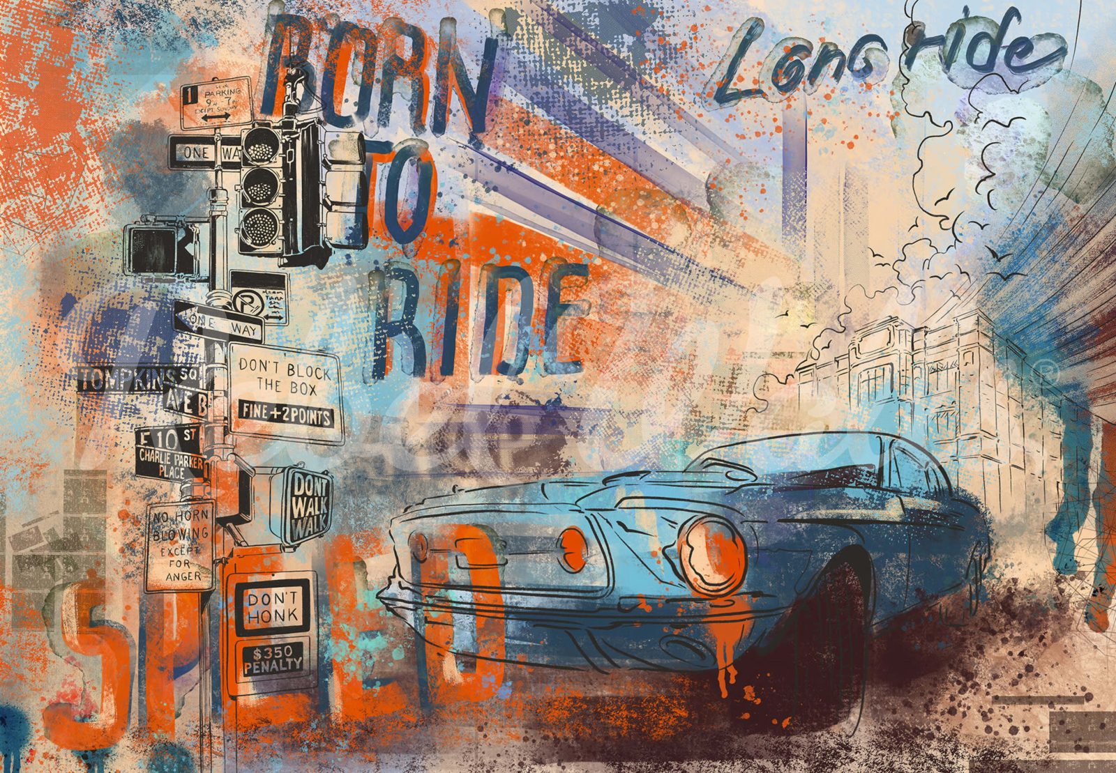 Street Race, Blue, Rebel Walls