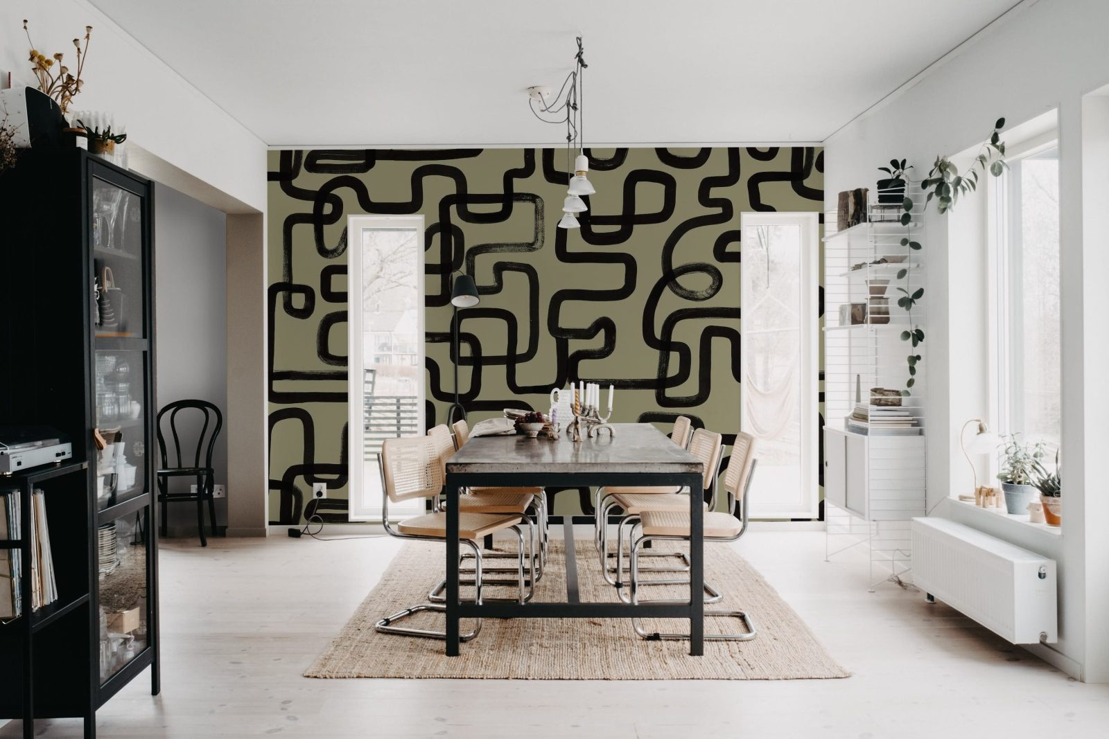 Artzy Lines, Olive Green, Rebel Walls 3