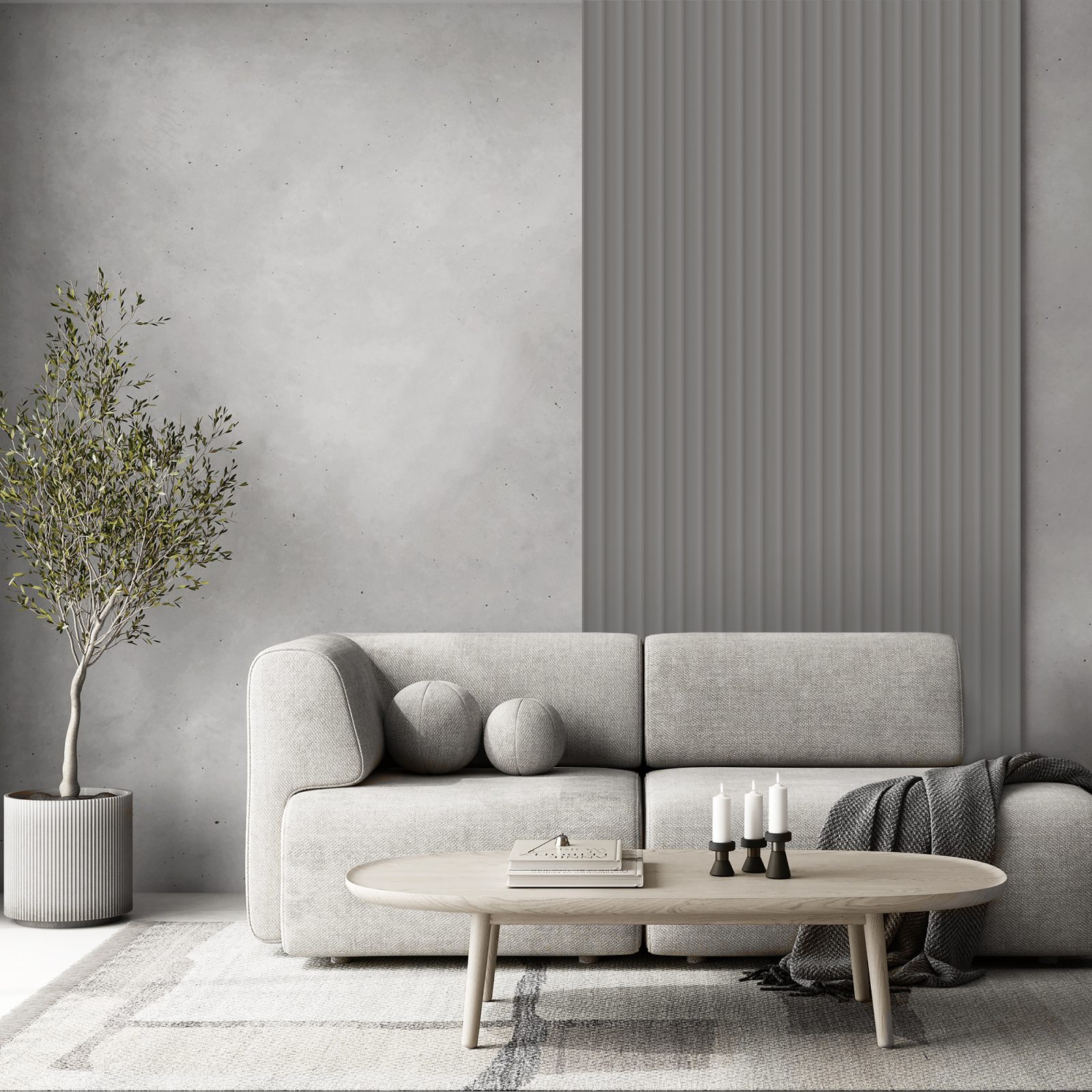 Riflaj decorativ Velutto, Misty Grey, 270x25cm, Lamelio 3