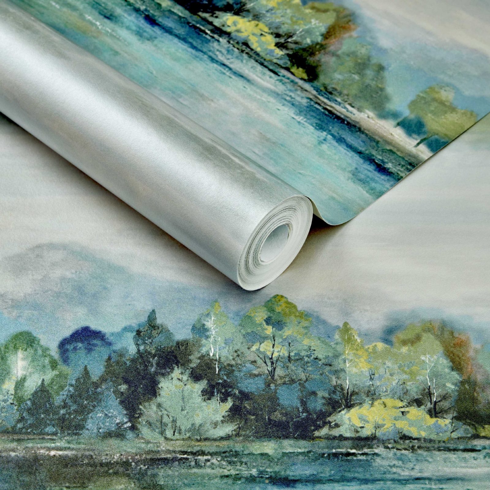 Lakeside, Fern Green Luxury Landscape, 1838 Wallcoverings, 5.3mp / rola 3