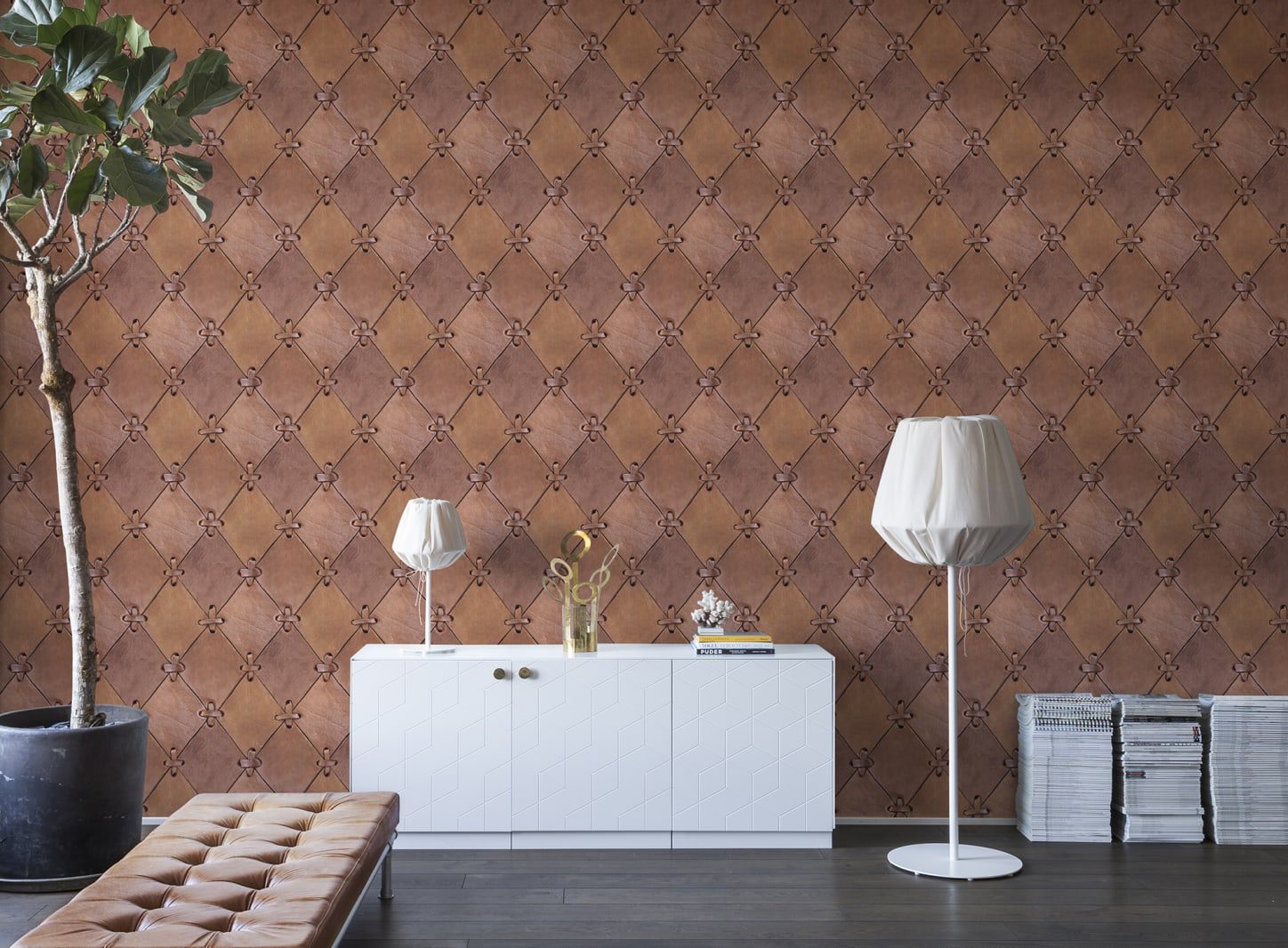 Leather Rhombs, repetitiv, Rebel Walls 3